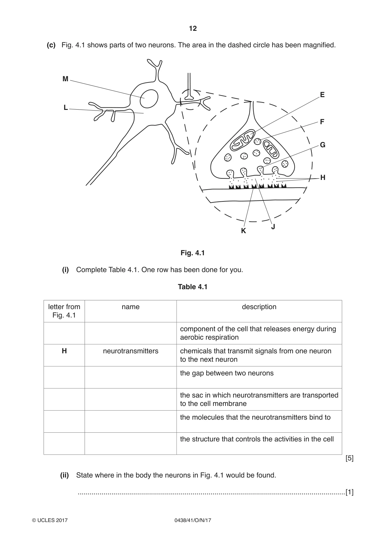 Cambridge IGCSE Biology (BES) 0438 2017 Oct/Nov Paper 4 · Variant 1 question paper, page 12 of 20