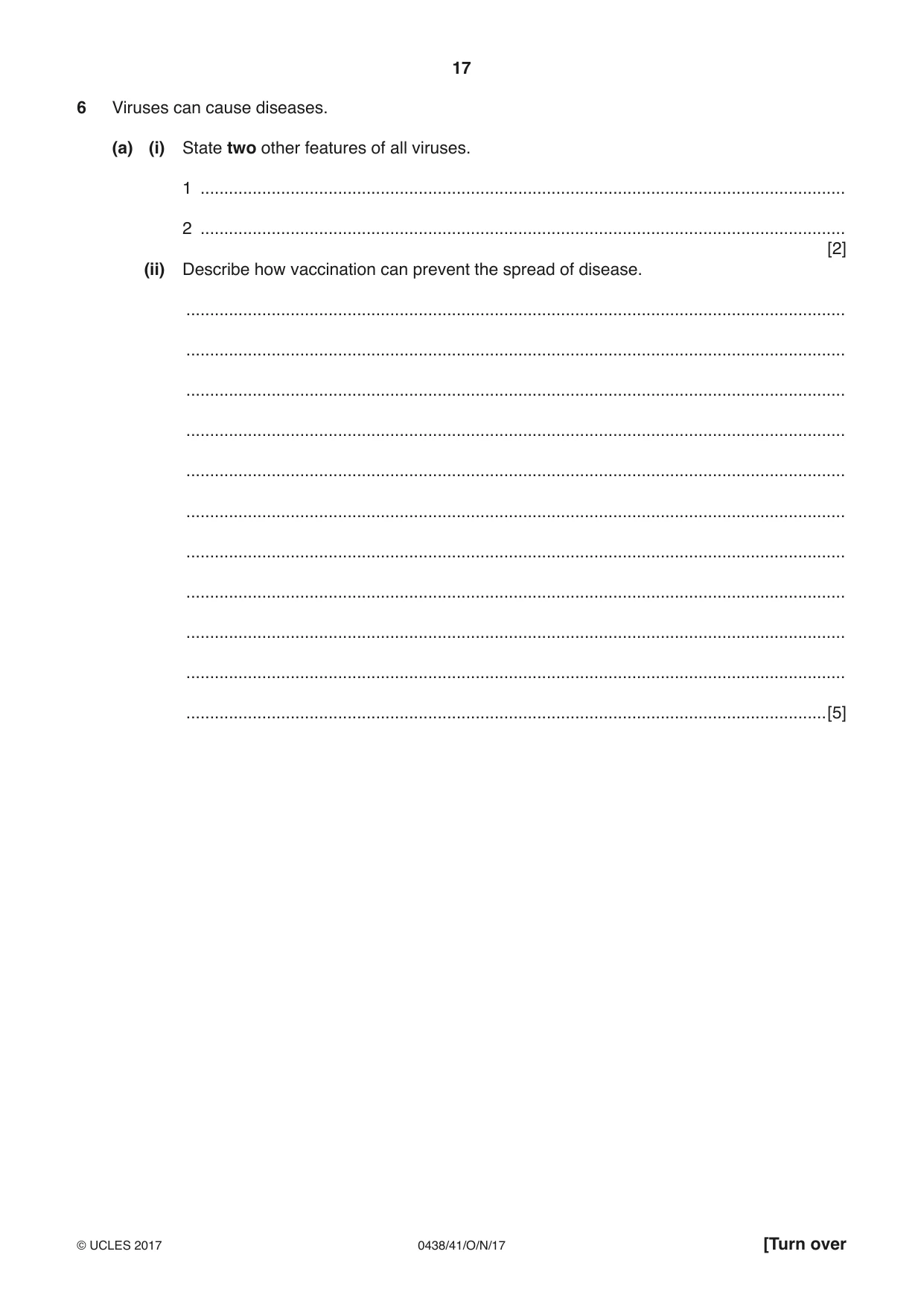 Cambridge IGCSE Biology (BES) 0438 2017 Oct/Nov Paper 4 · Variant 1 question paper, page 17 of 20
