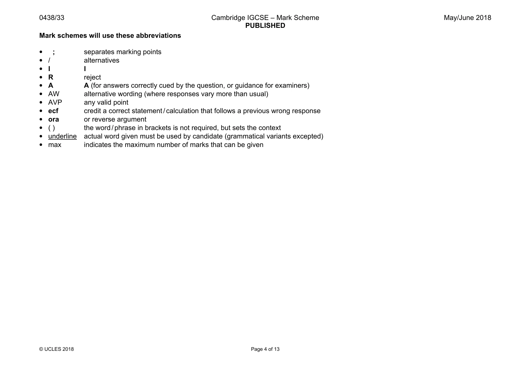 Mark scheme, page 4 of 13