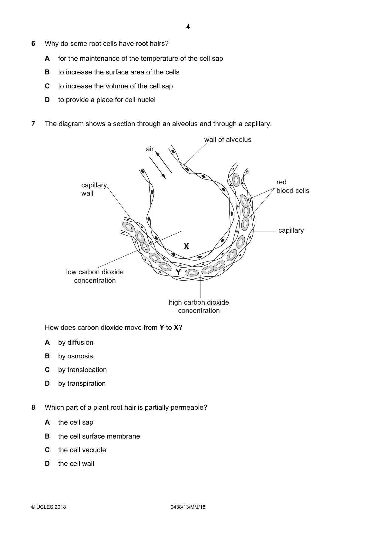 Cambridge IGCSE Biology (BES) 0438 2018 May/June Paper 1 · Variant 3 question paper, page 4 of 16