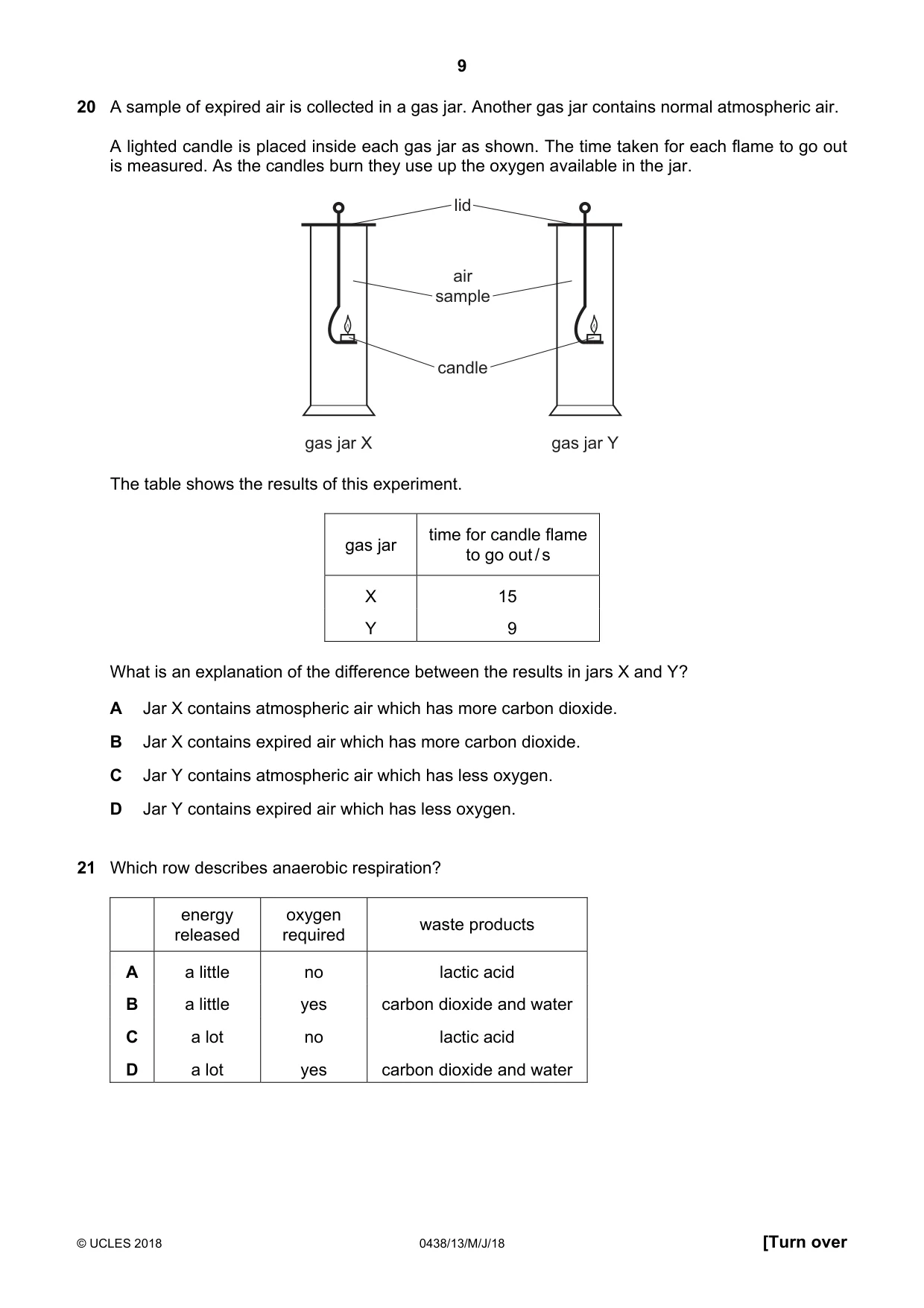 Cambridge IGCSE Biology (BES) 0438 2018 May/June Paper 1 · Variant 3 question paper, page 9 of 16