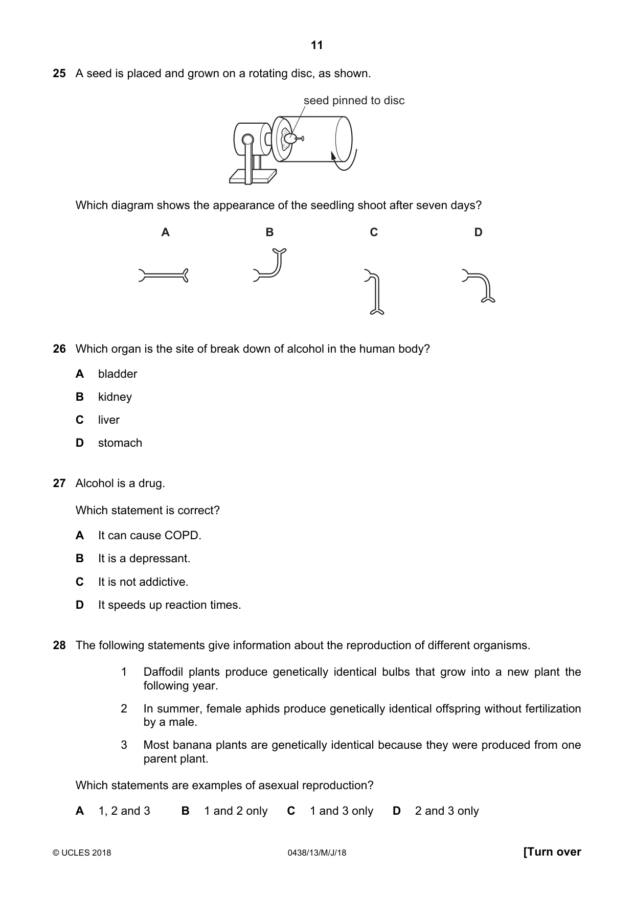 Cambridge IGCSE Biology (BES) 0438 2018 May/June Paper 1 · Variant 3 question paper, page 11 of 16