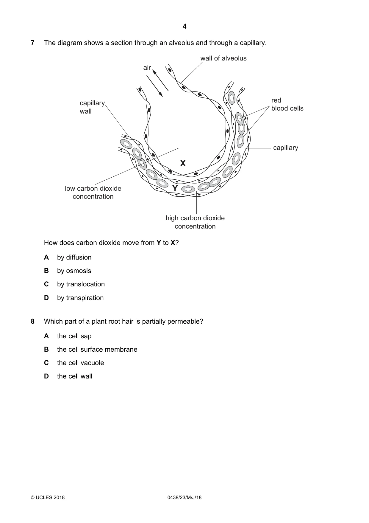 Cambridge IGCSE Biology (BES) 0438 2018 May/June Paper 2 · Variant 3 question paper, page 4 of 16