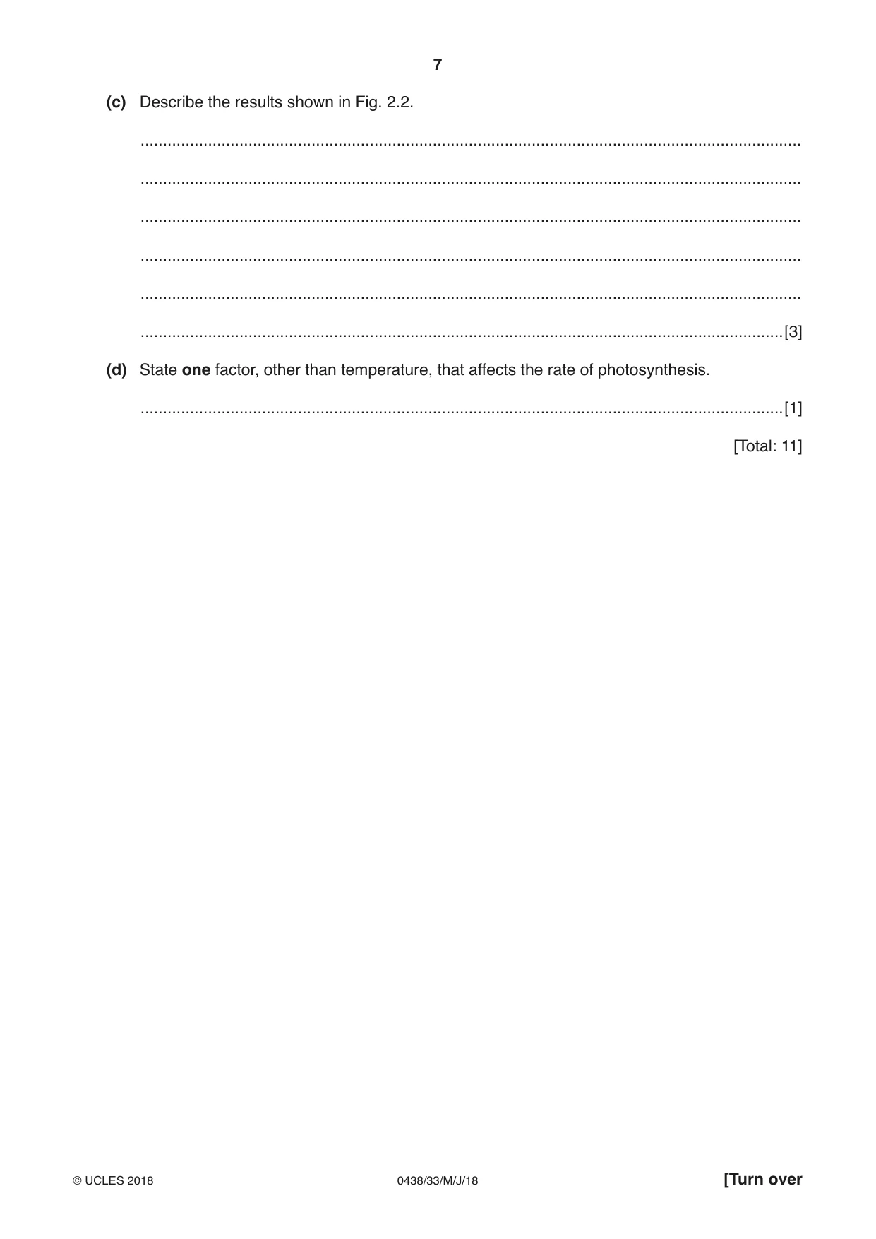 Cambridge IGCSE Biology (BES) 0438 2018 May/June Paper 3 · Variant 3 question paper, page 7 of 20