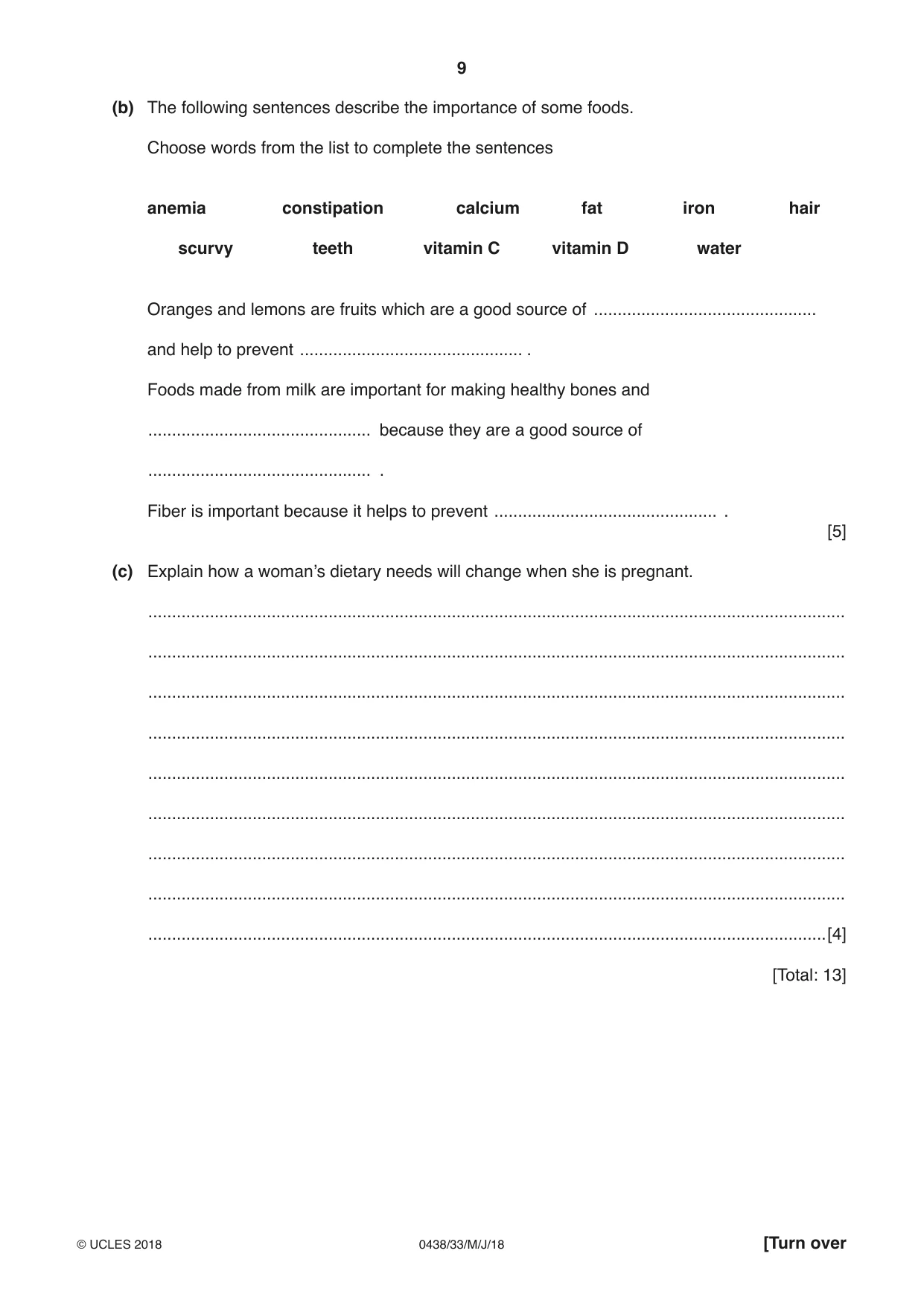 Cambridge IGCSE Biology (BES) 0438 2018 May/June Paper 3 · Variant 3 question paper, page 9 of 20