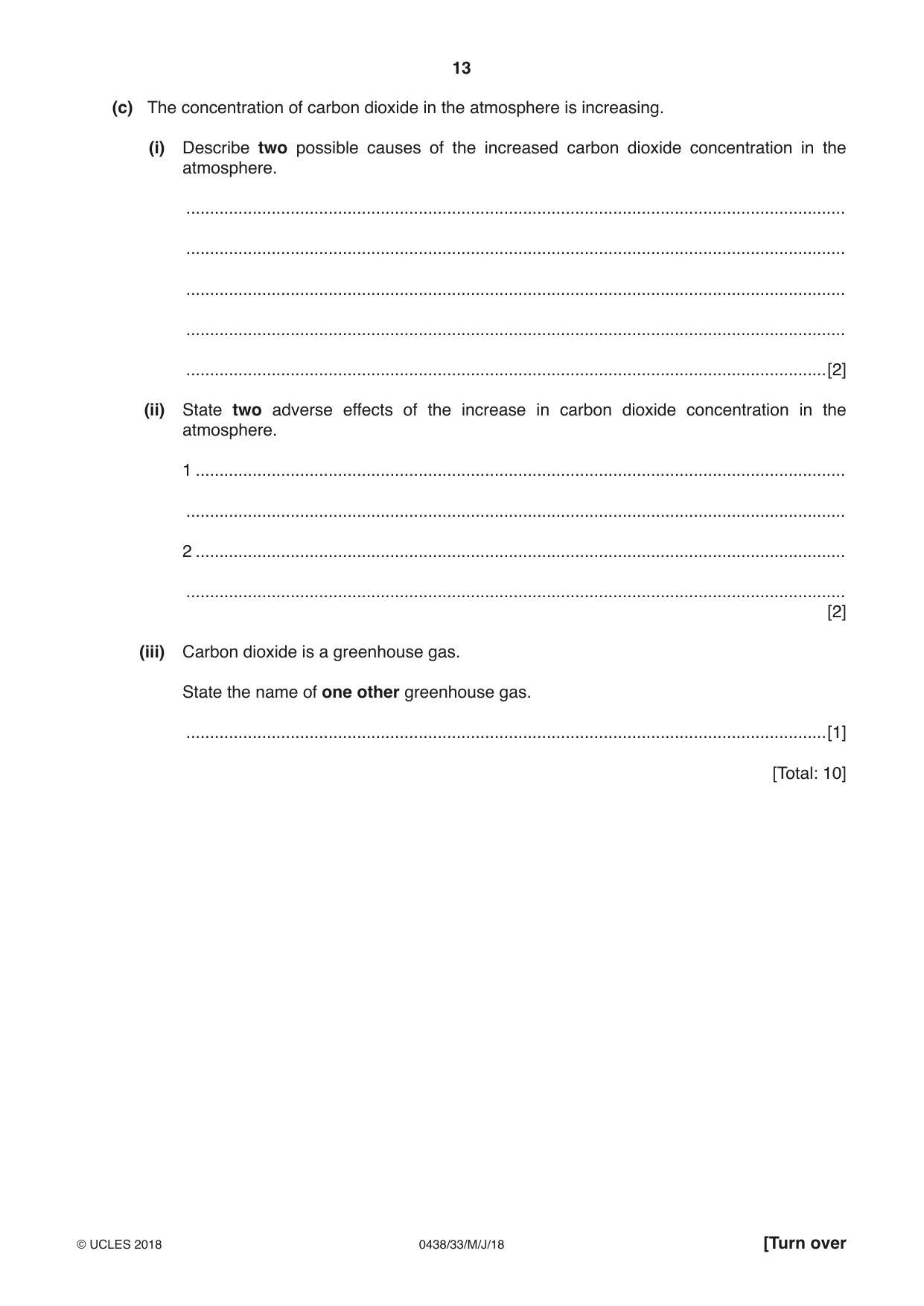 Cambridge IGCSE Biology (BES) 0438 2018 May/June Paper 3 · Variant 3 question paper, page 13 of 20