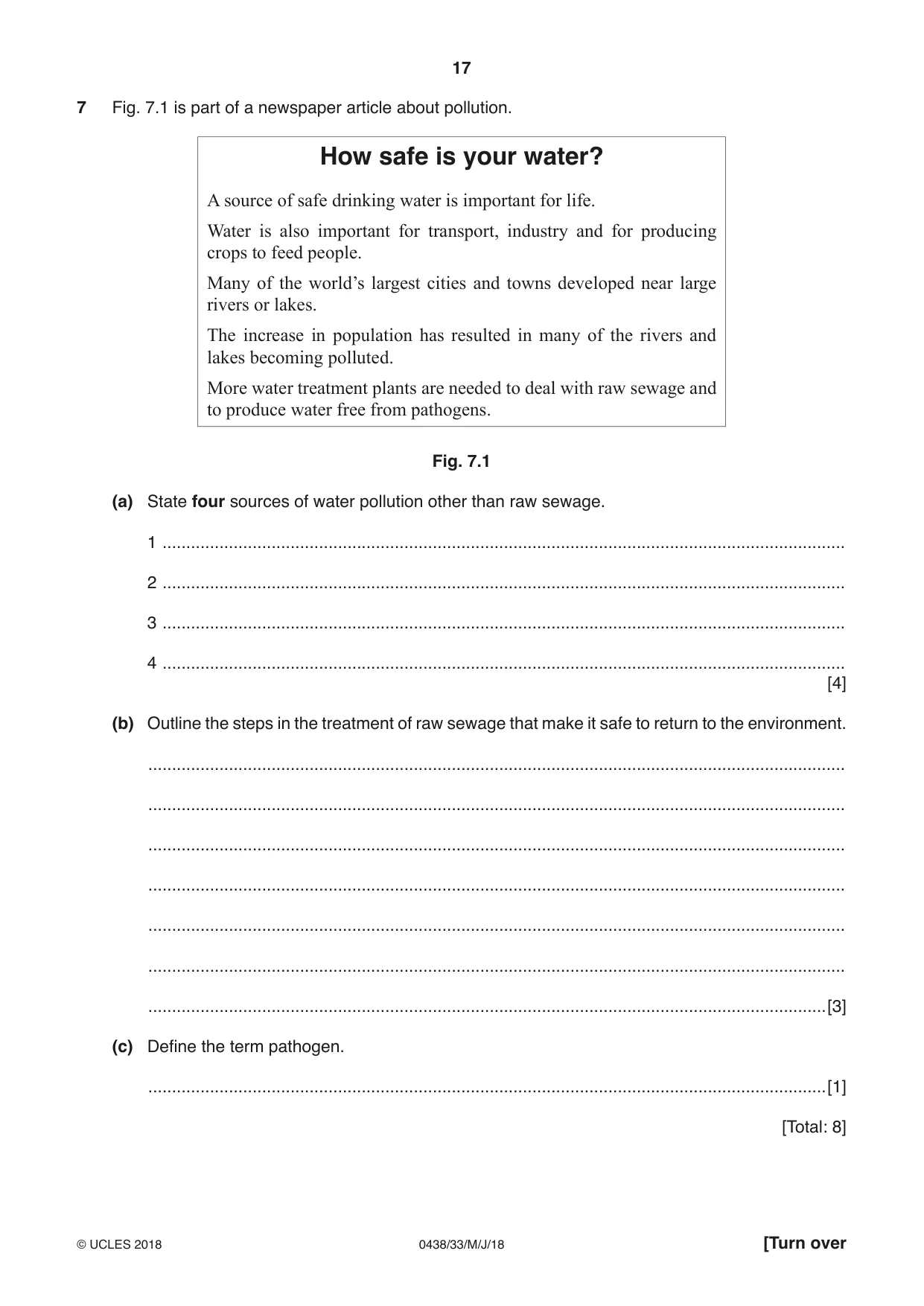 Cambridge IGCSE Biology (BES) 0438 2018 May/June Paper 3 · Variant 3 question paper, page 17 of 20