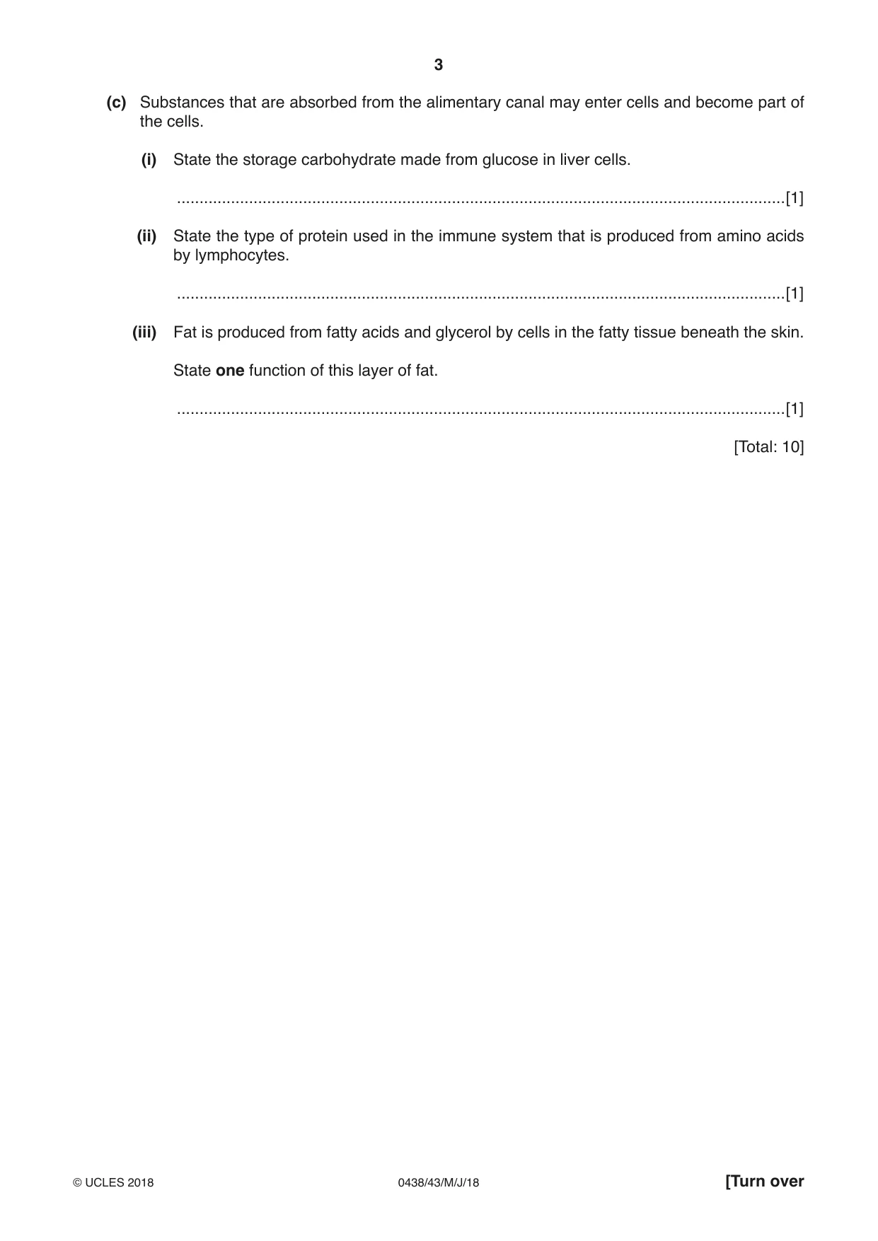Cambridge IGCSE Biology (BES) 0438 2018 May/June Paper 4 · Variant 3 question paper, page 3 of 20