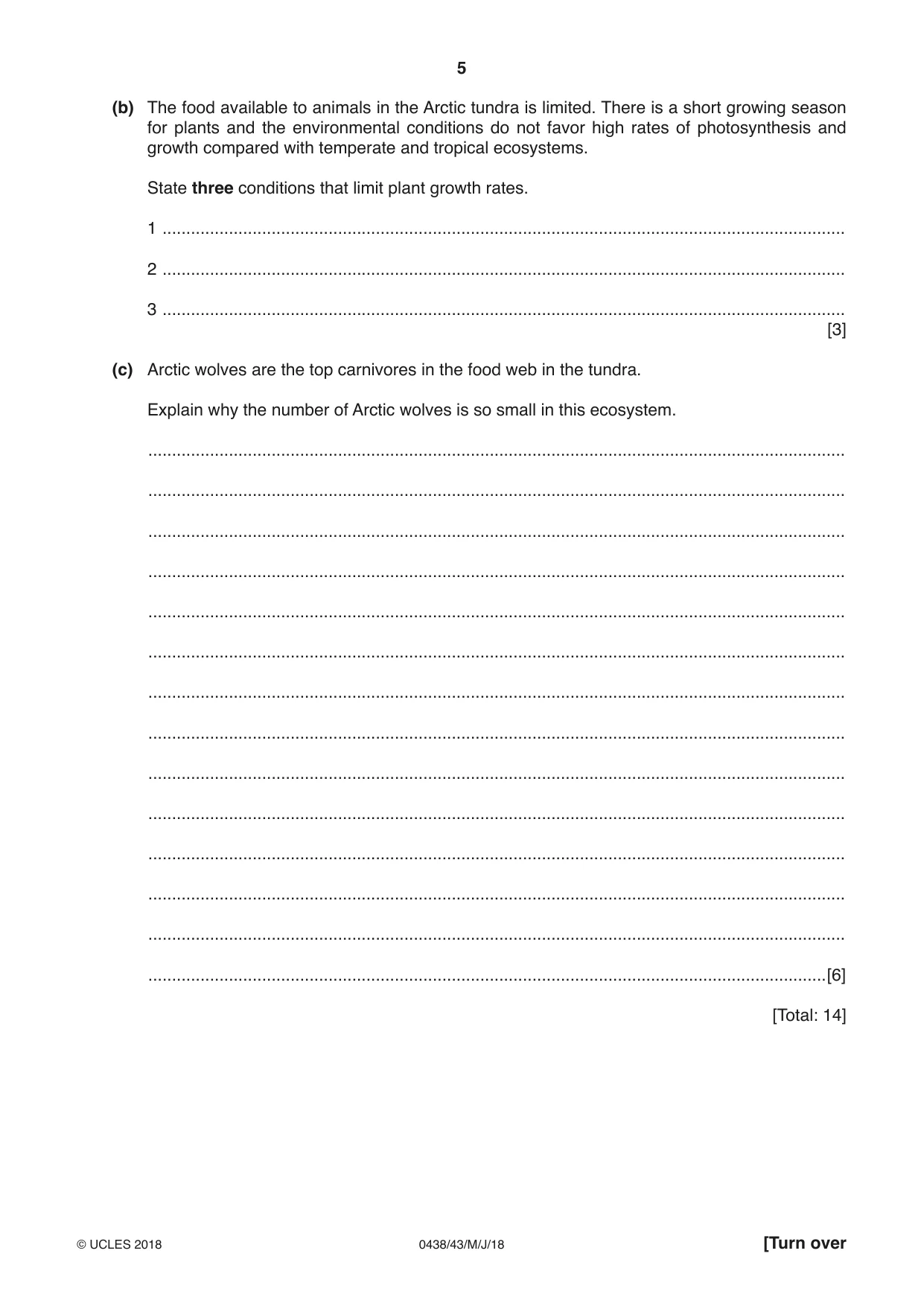 Cambridge IGCSE Biology (BES) 0438 2018 May/June Paper 4 · Variant 3 question paper, page 5 of 20