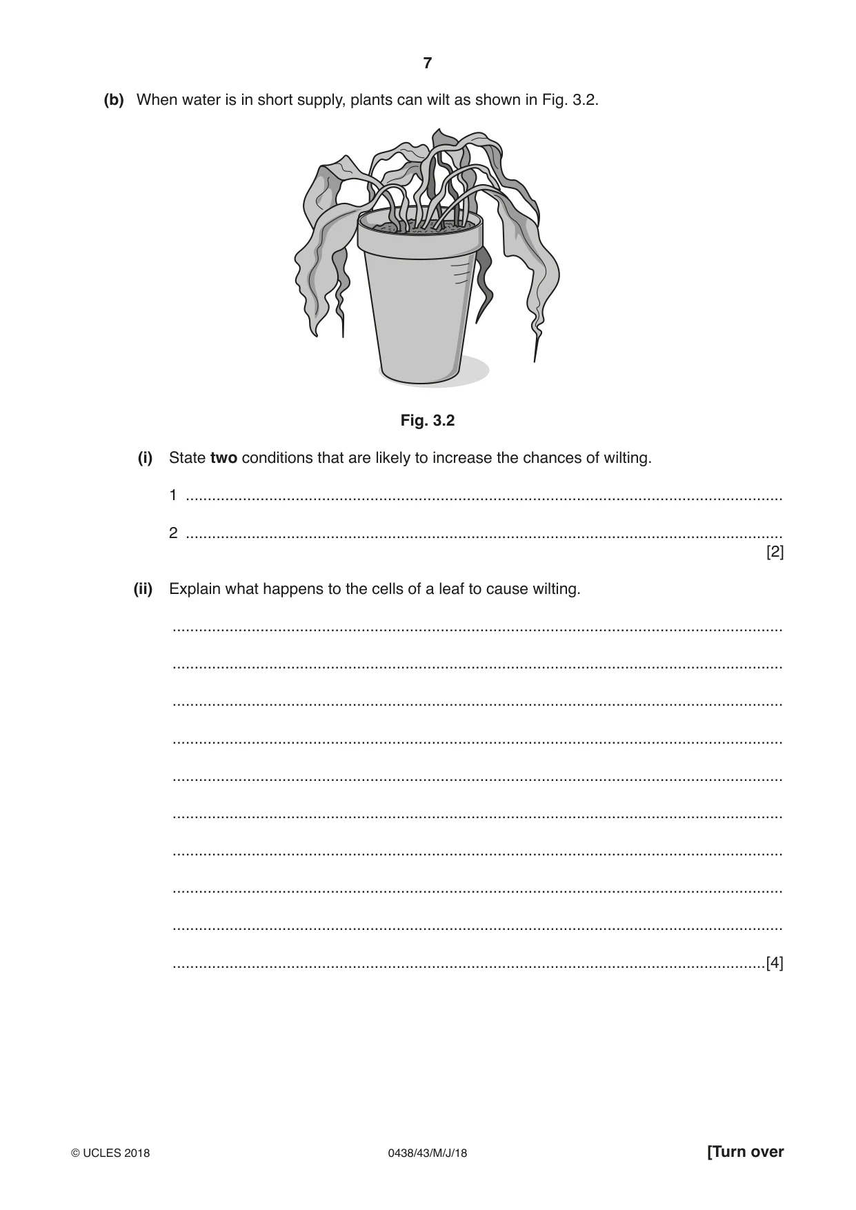 Cambridge IGCSE Biology (BES) 0438 2018 May/June Paper 4 · Variant 3 question paper, page 7 of 20