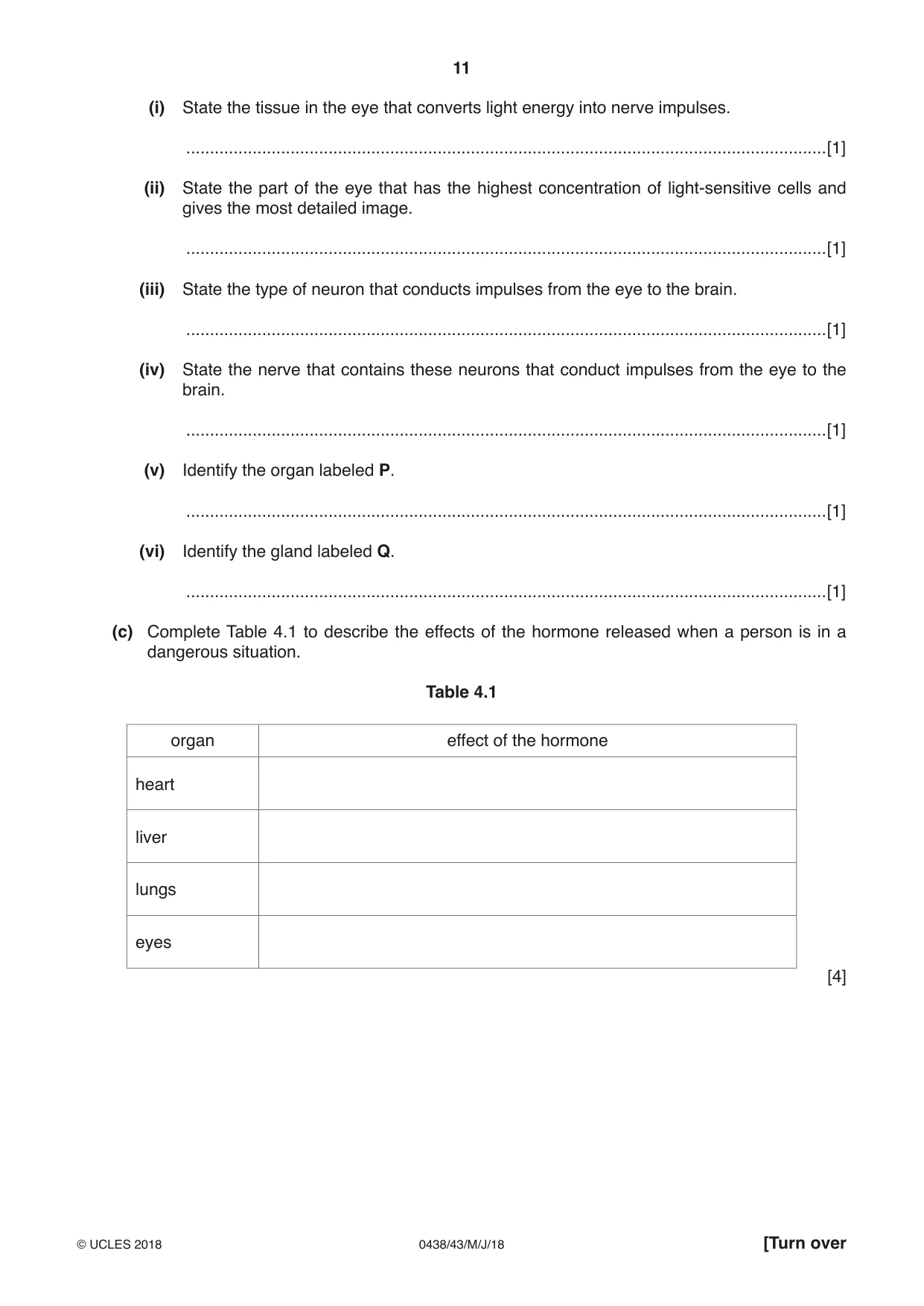 Cambridge IGCSE Biology (BES) 0438 2018 May/June Paper 4 · Variant 3 question paper, page 11 of 20