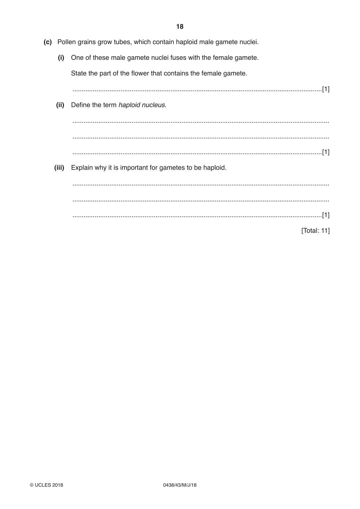 Cambridge IGCSE Biology (BES) 0438 2018 May/June Paper 4 · Variant 3 question paper, page 18 of 20