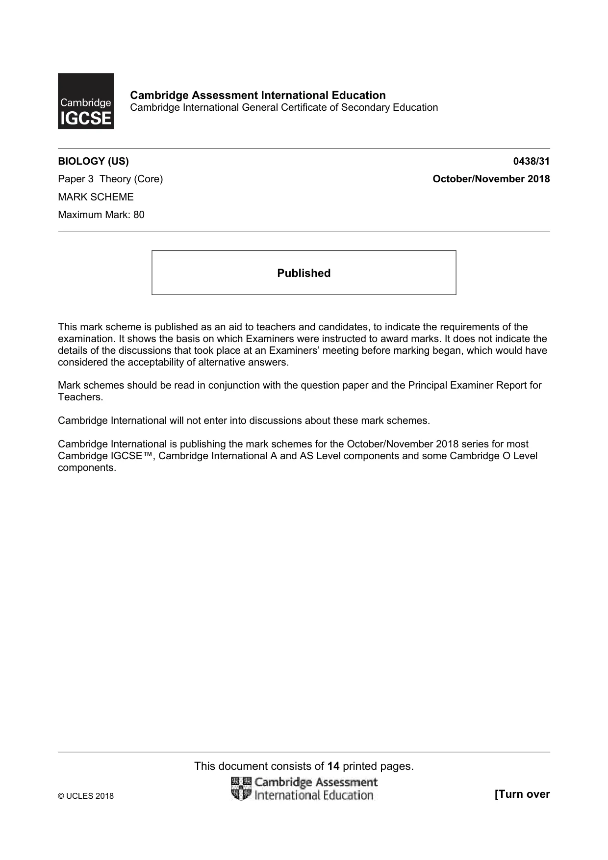 Mark scheme, page 1 of 14