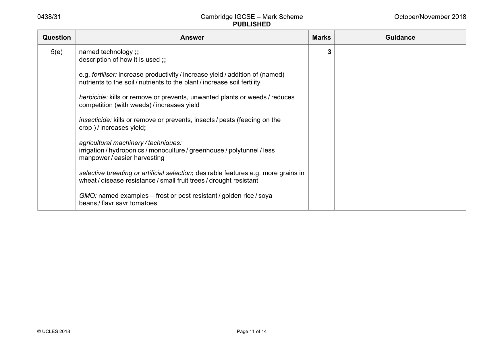 Mark scheme, page 11 of 14