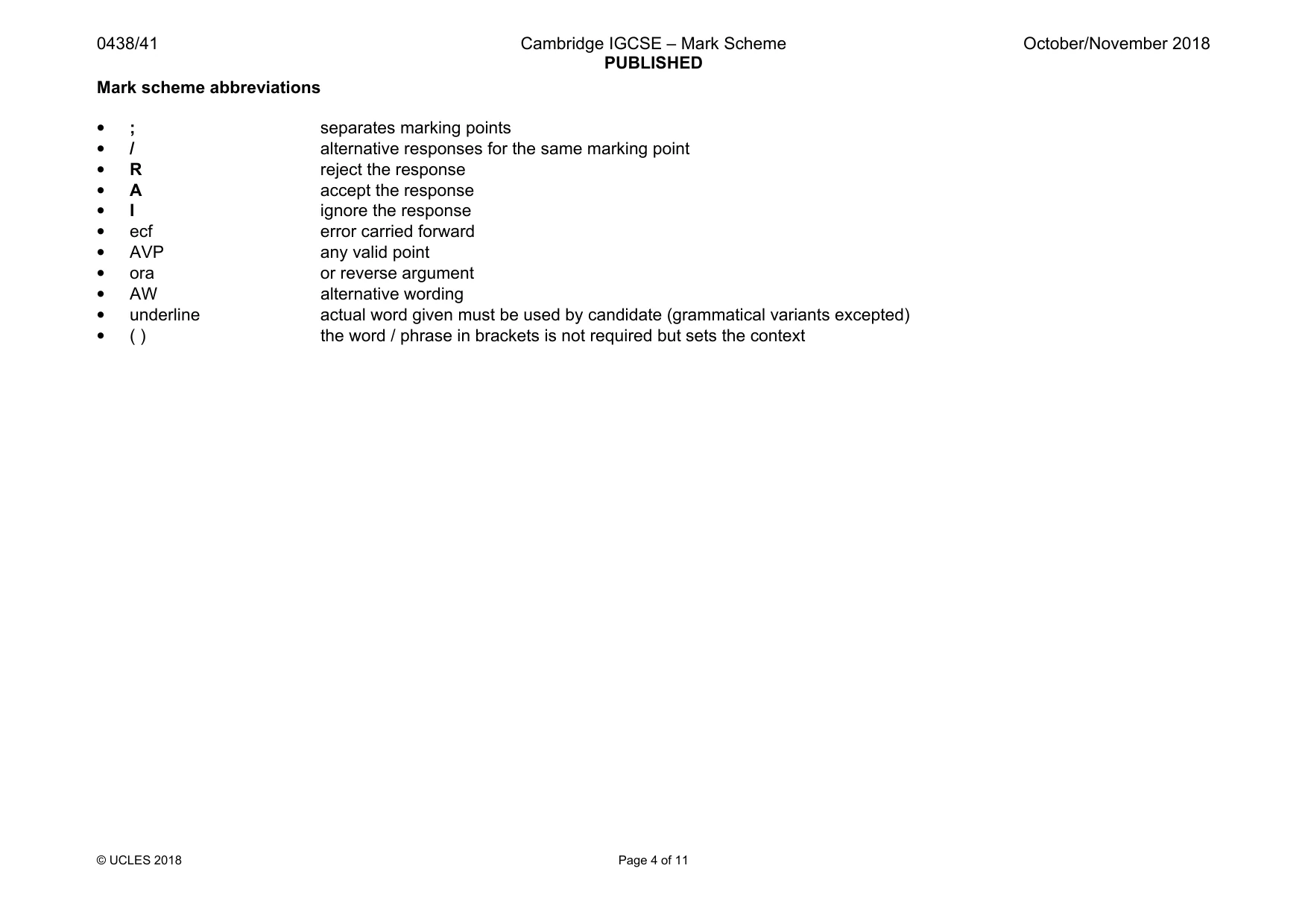 Mark scheme, page 4 of 11