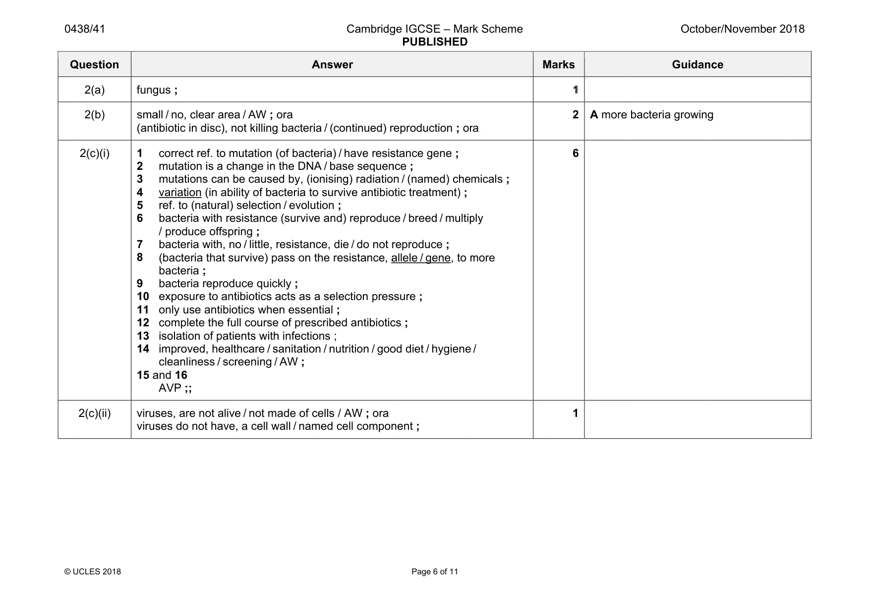 Mark scheme, page 6 of 11
