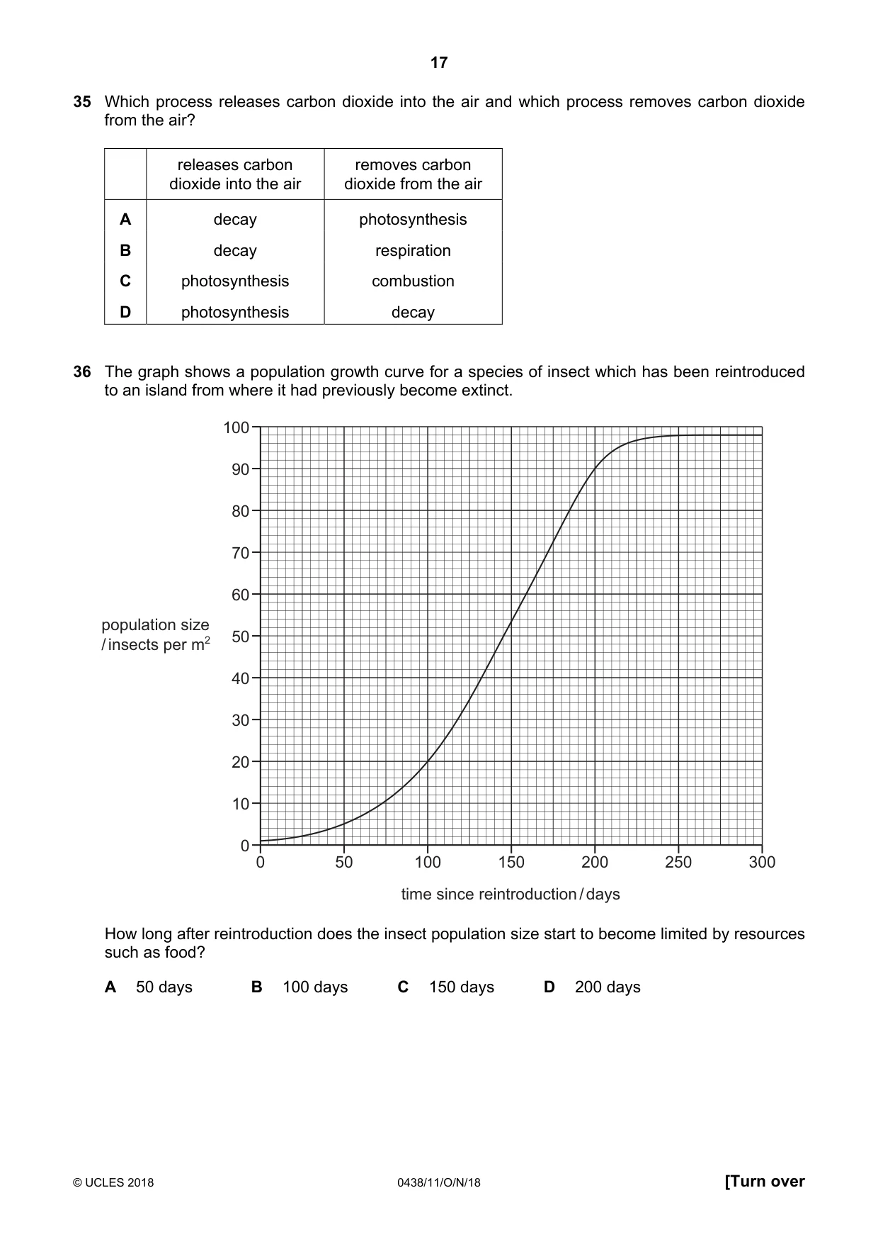 Cambridge IGCSE Biology (BES) 0438 2018 Oct/Nov Paper 1 · Variant 1 question paper, page 17 of 20