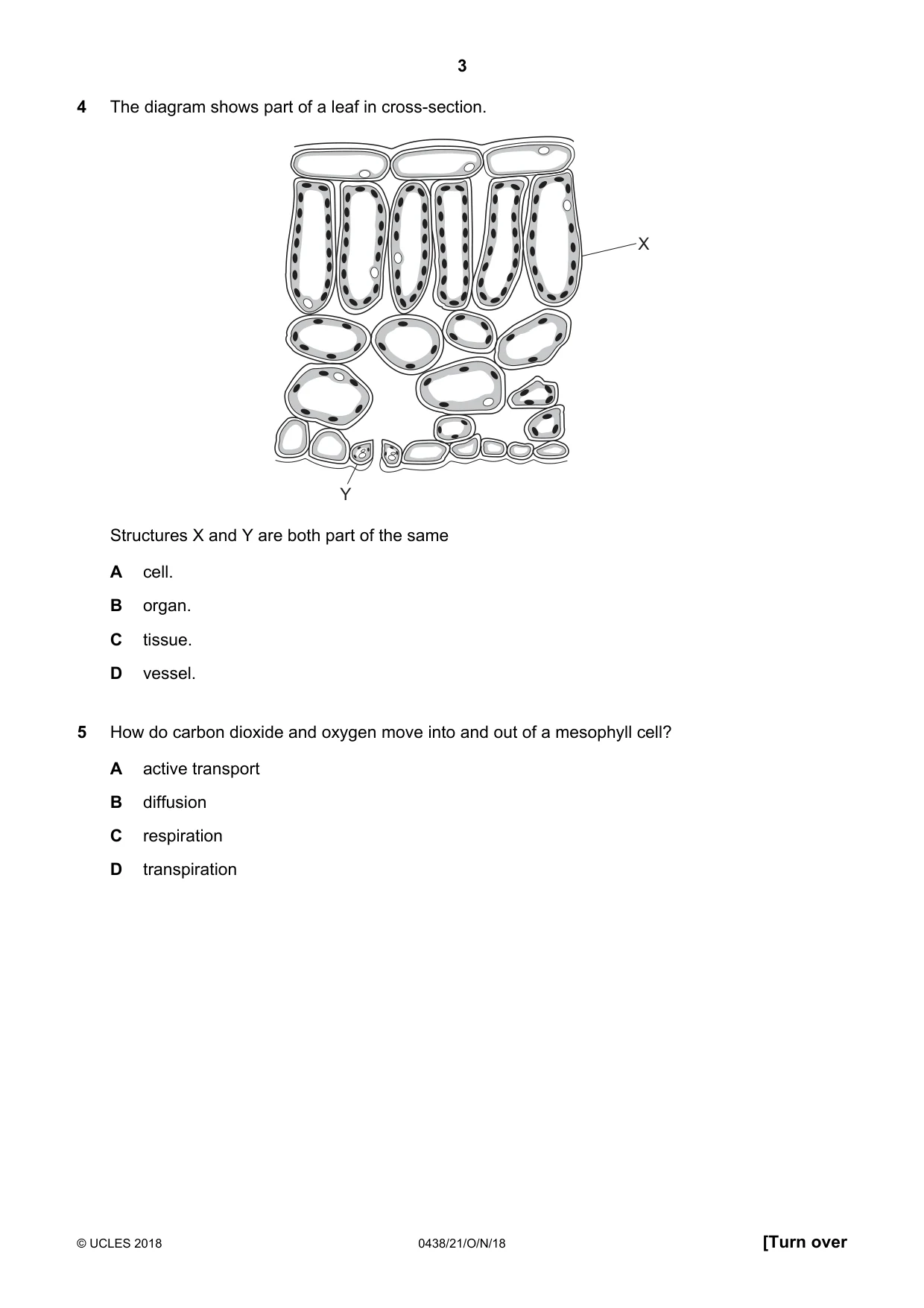 Cambridge IGCSE Biology (BES) 0438 2018 Oct/Nov Paper 2 · Variant 1 question paper, page 3 of 20