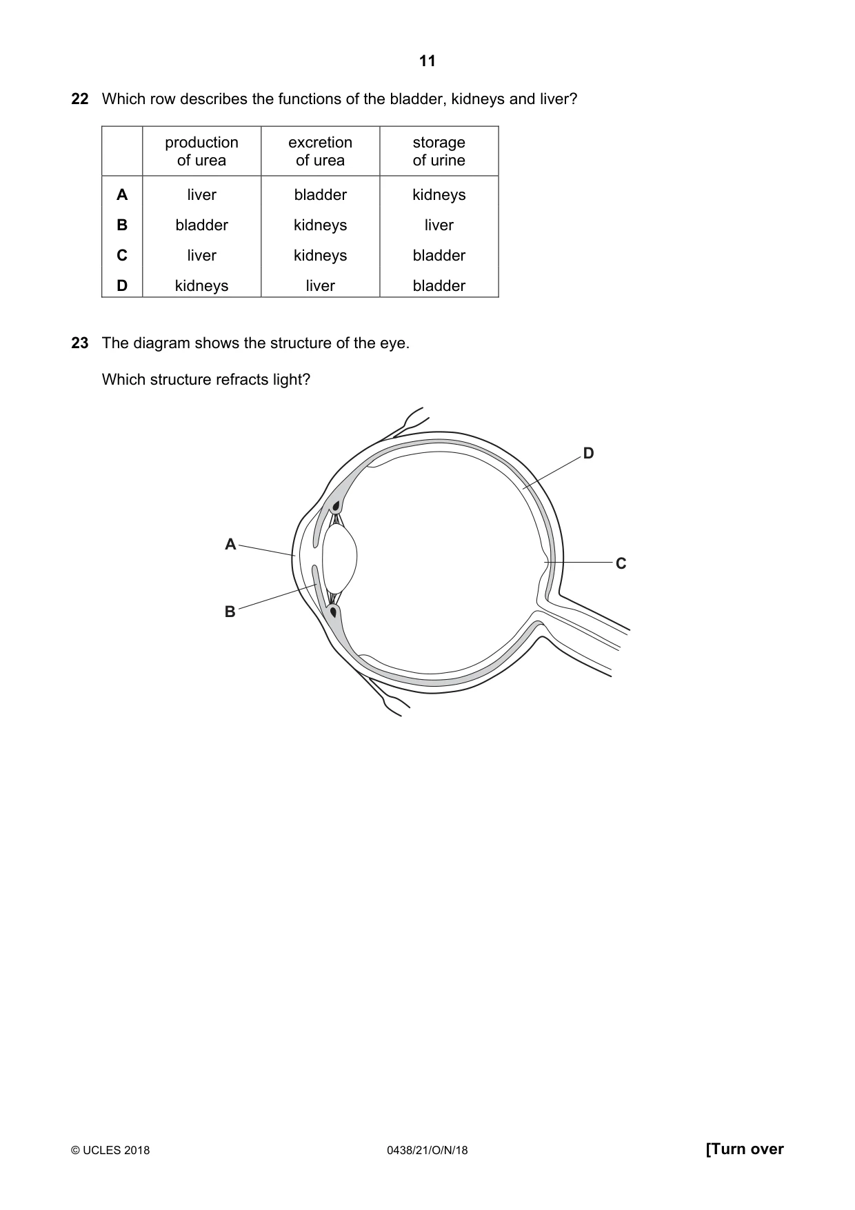Cambridge IGCSE Biology (BES) 0438 2018 Oct/Nov Paper 2 · Variant 1 question paper, page 11 of 20