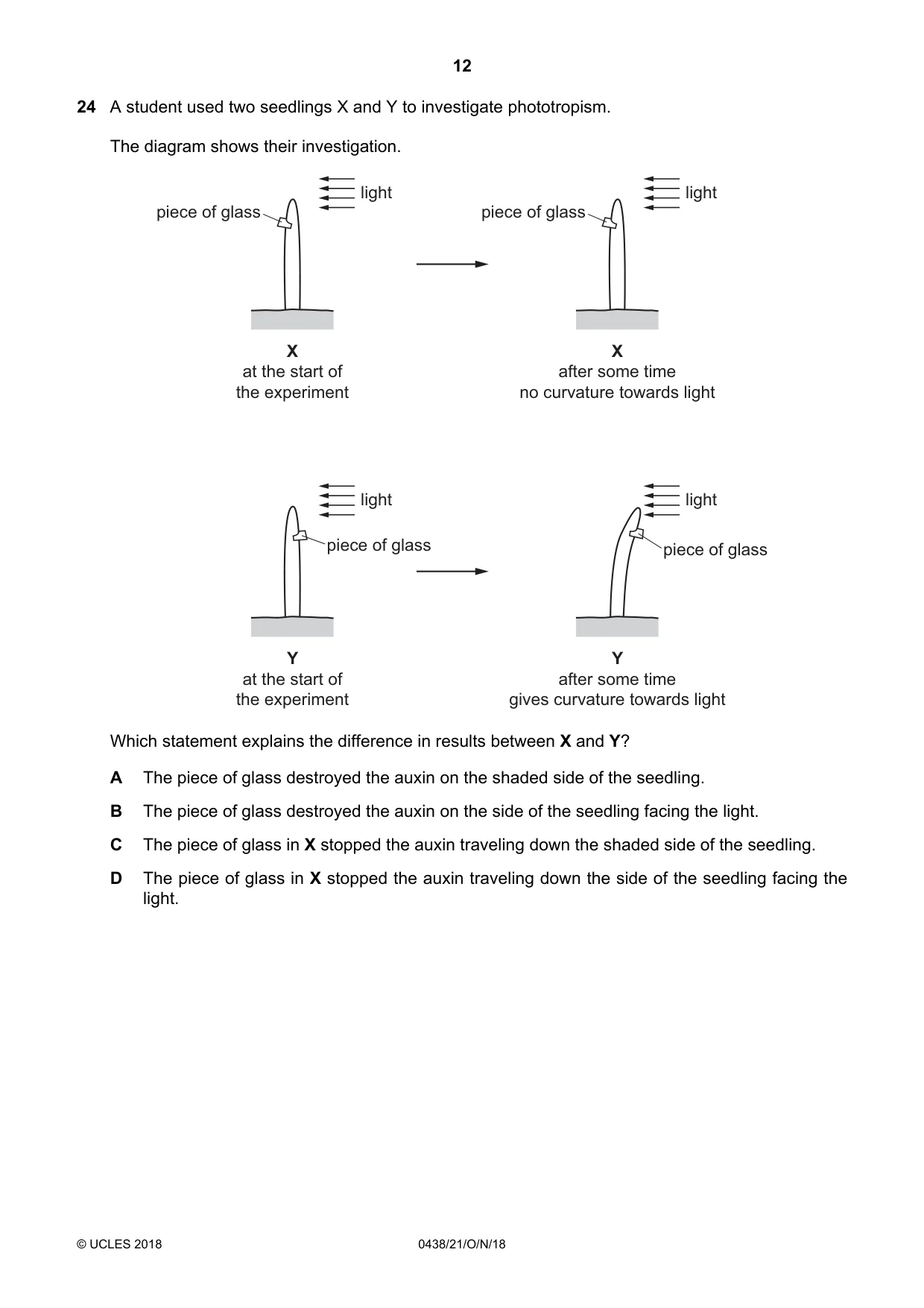 Cambridge IGCSE Biology (BES) 0438 2018 Oct/Nov Paper 2 · Variant 1 question paper, page 12 of 20