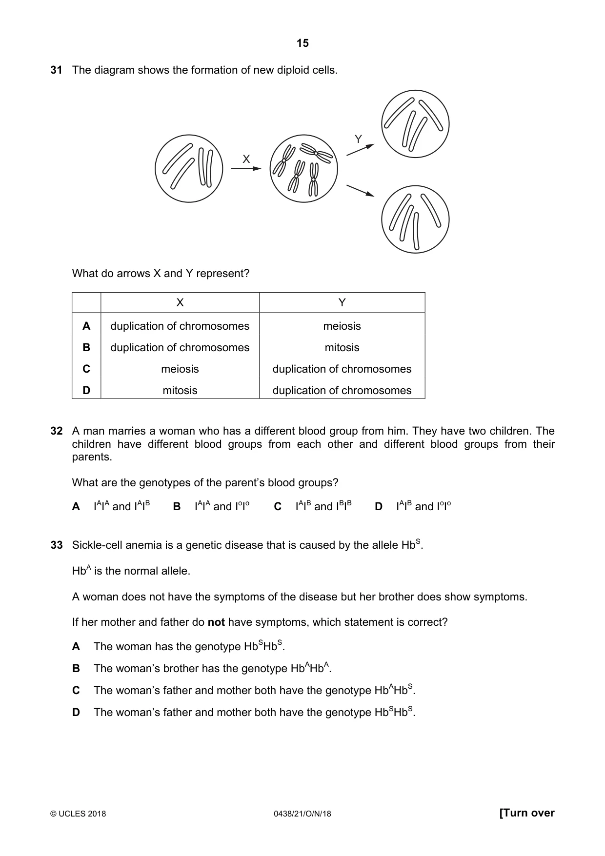 Cambridge IGCSE Biology (BES) 0438 2018 Oct/Nov Paper 2 · Variant 1 question paper, page 15 of 20