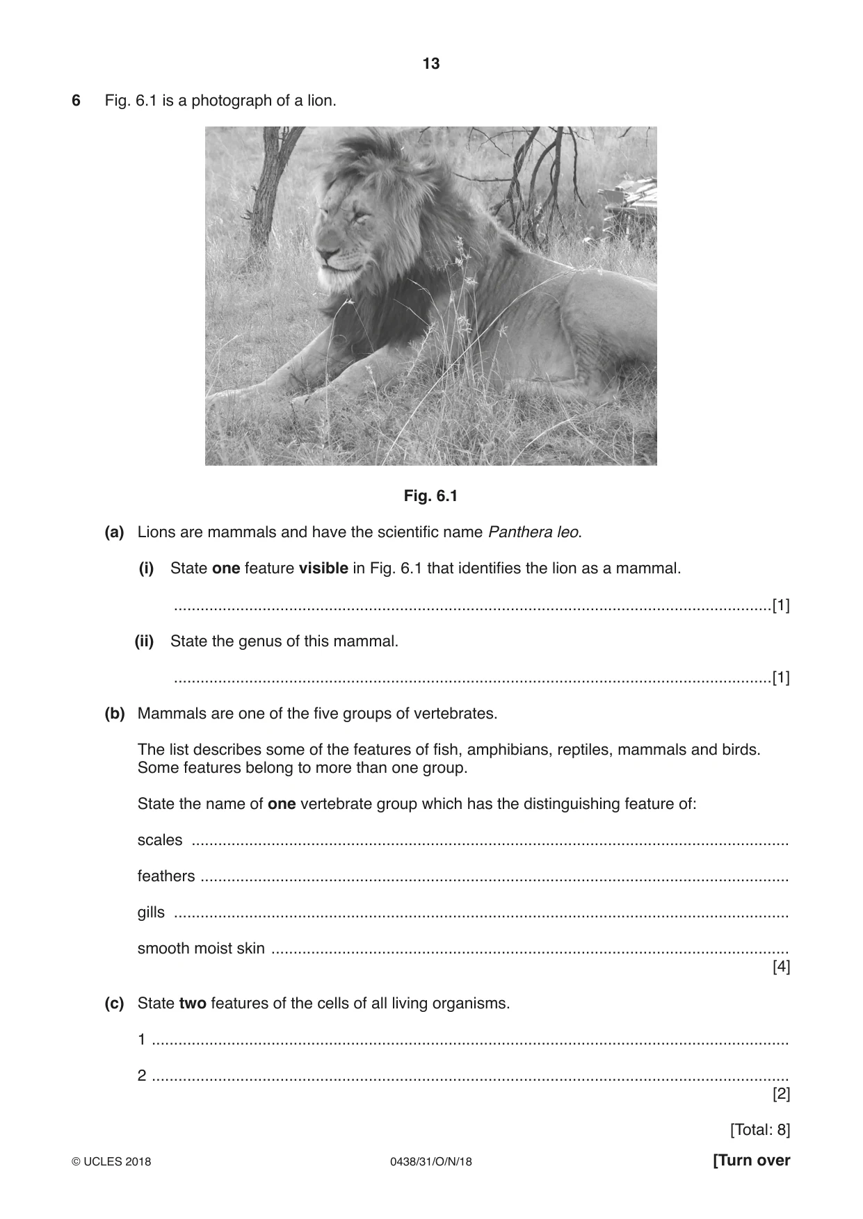 Cambridge IGCSE Biology (BES) 0438 2018 Oct/Nov Paper 3 · Variant 1 question paper, page 13 of 20