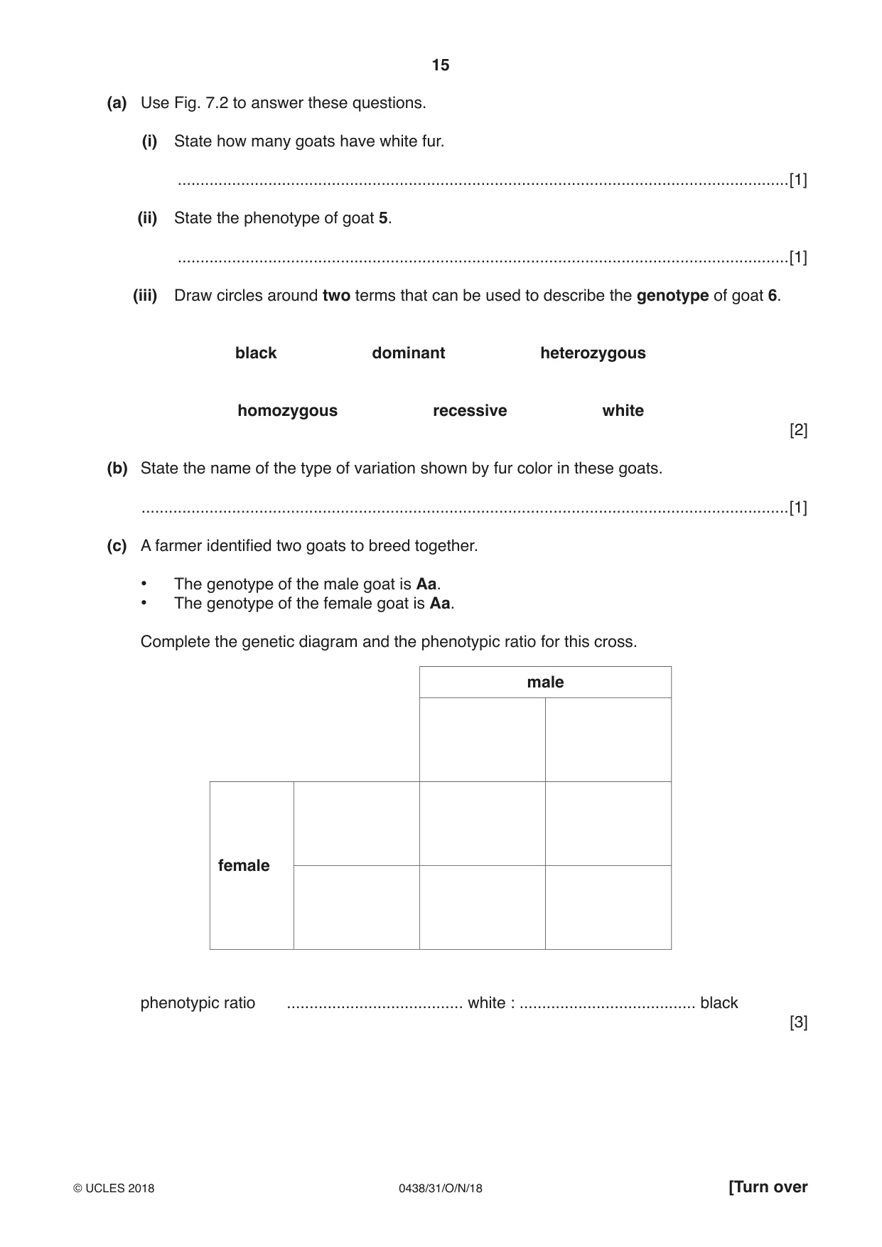 Cambridge IGCSE Biology (BES) 0438 2018 Oct/Nov Paper 3 · Variant 1 question paper, page 15 of 20