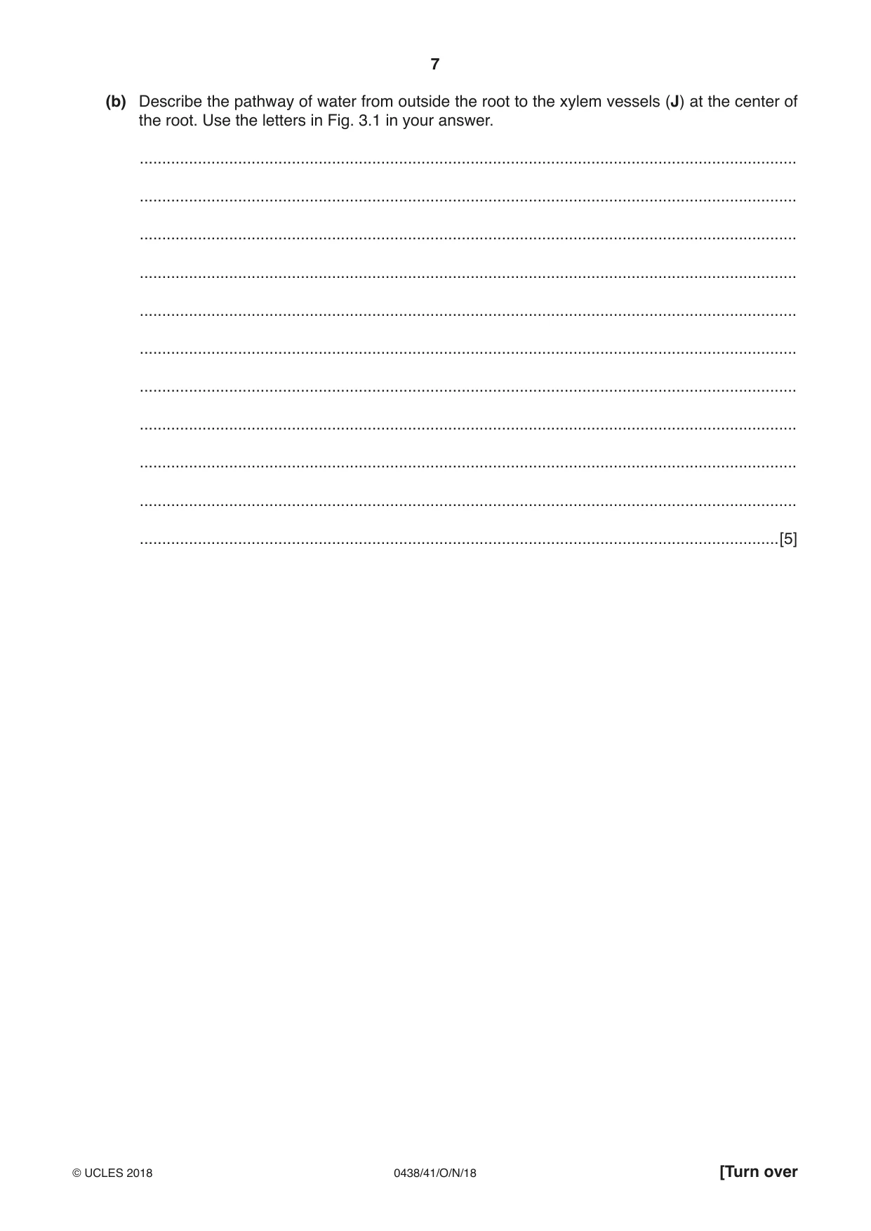 Cambridge IGCSE Biology (BES) 0438 2018 Oct/Nov Paper 4 · Variant 1 question paper, page 7 of 16