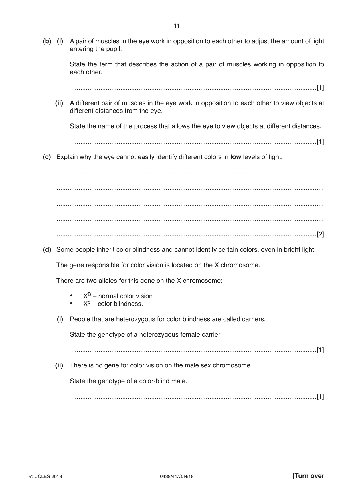 Cambridge IGCSE Biology (BES) 0438 2018 Oct/Nov Paper 4 · Variant 1 question paper, page 11 of 16