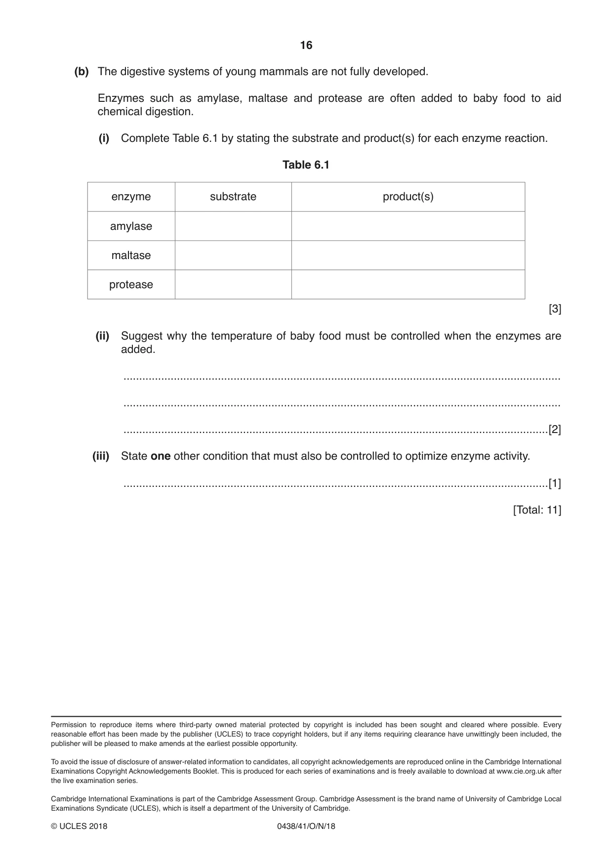 Cambridge IGCSE Biology (BES) 0438 2018 Oct/Nov Paper 4 · Variant 1 question paper, page 16 of 16