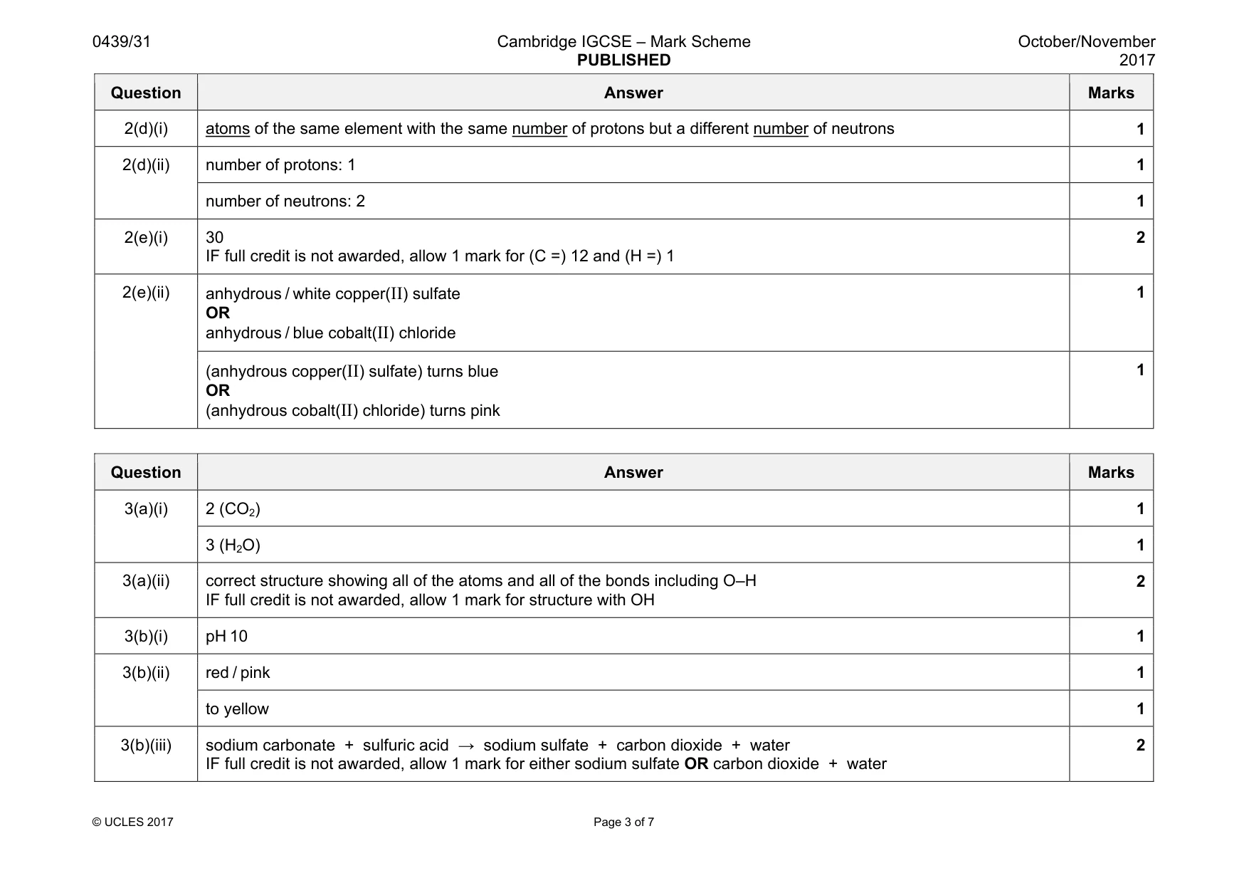 Mark scheme, page 3 of 7