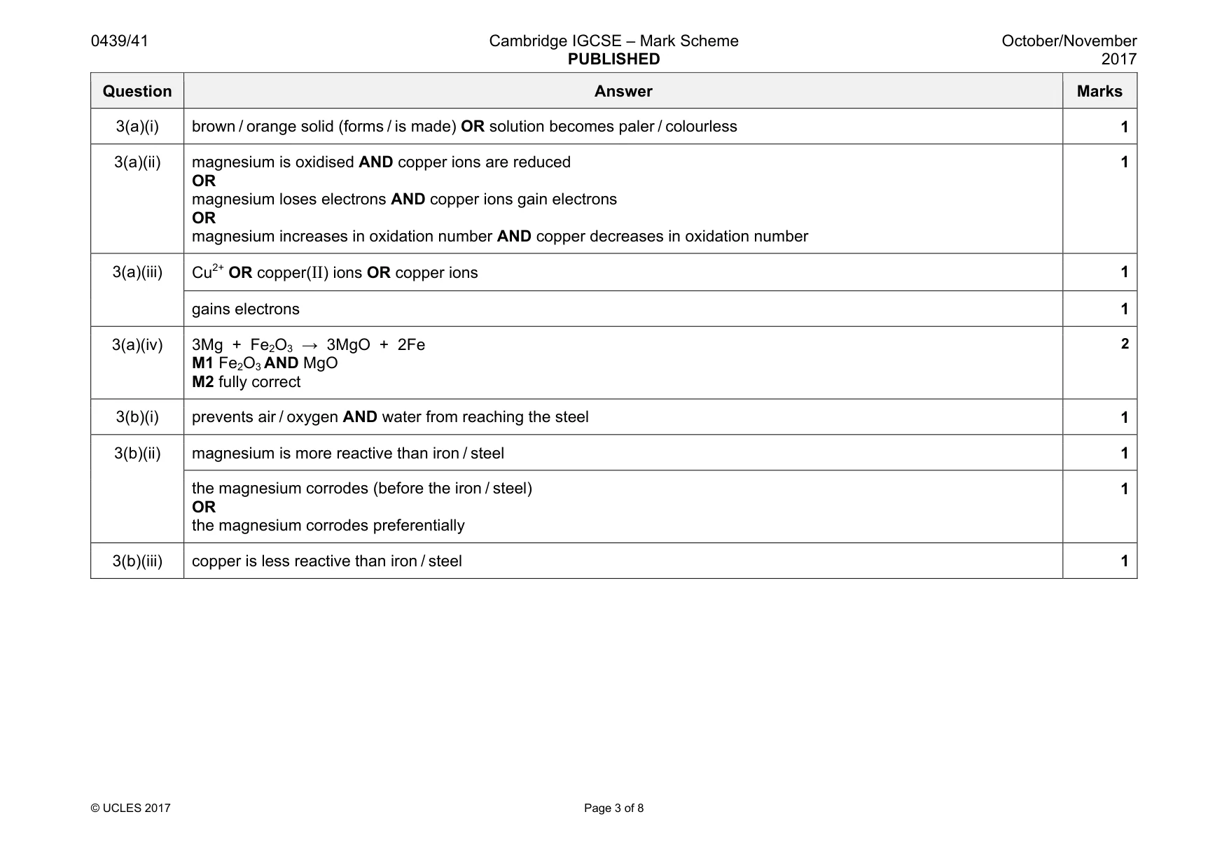 Mark scheme, page 3 of 8
