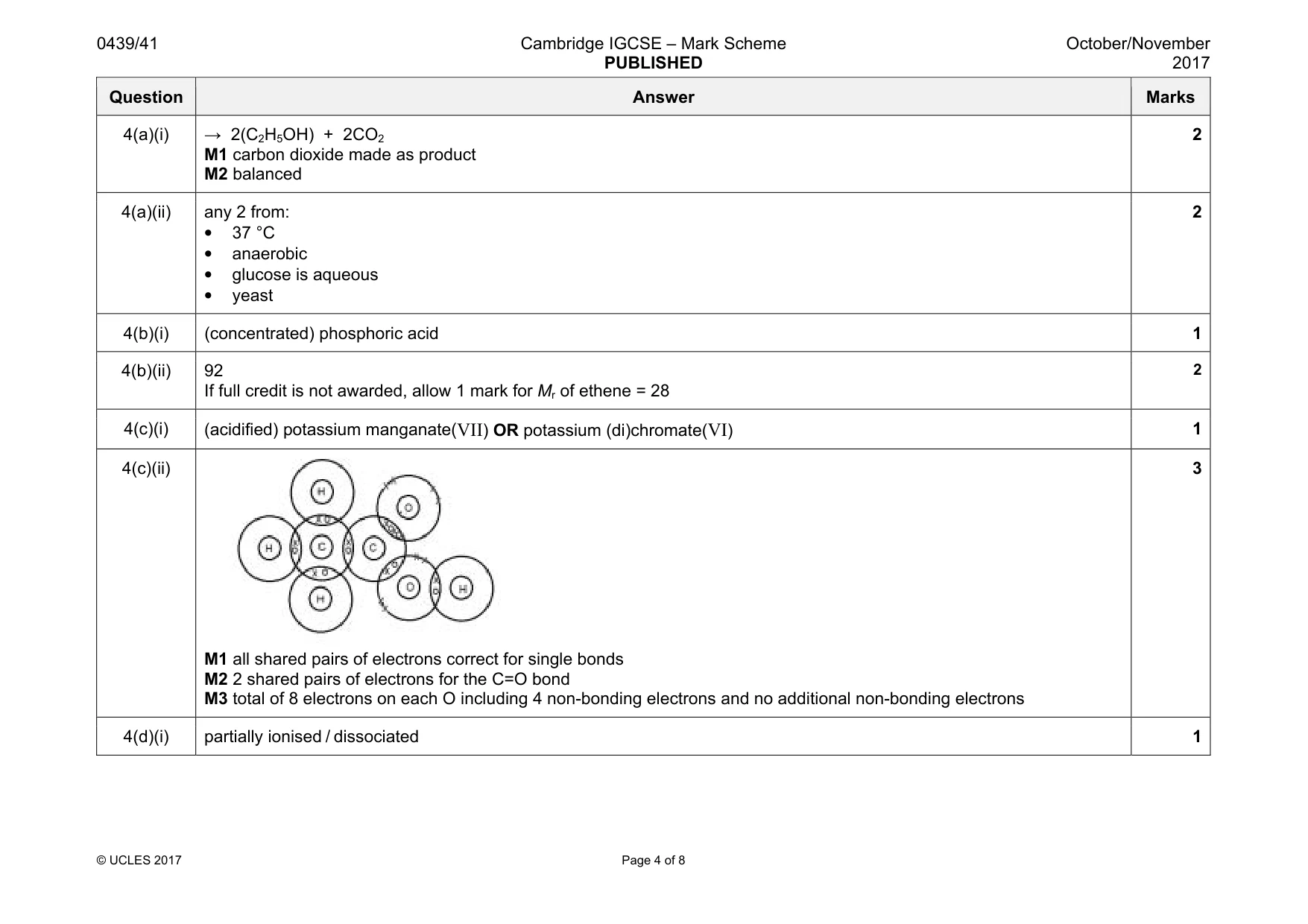 Mark scheme, page 4 of 8