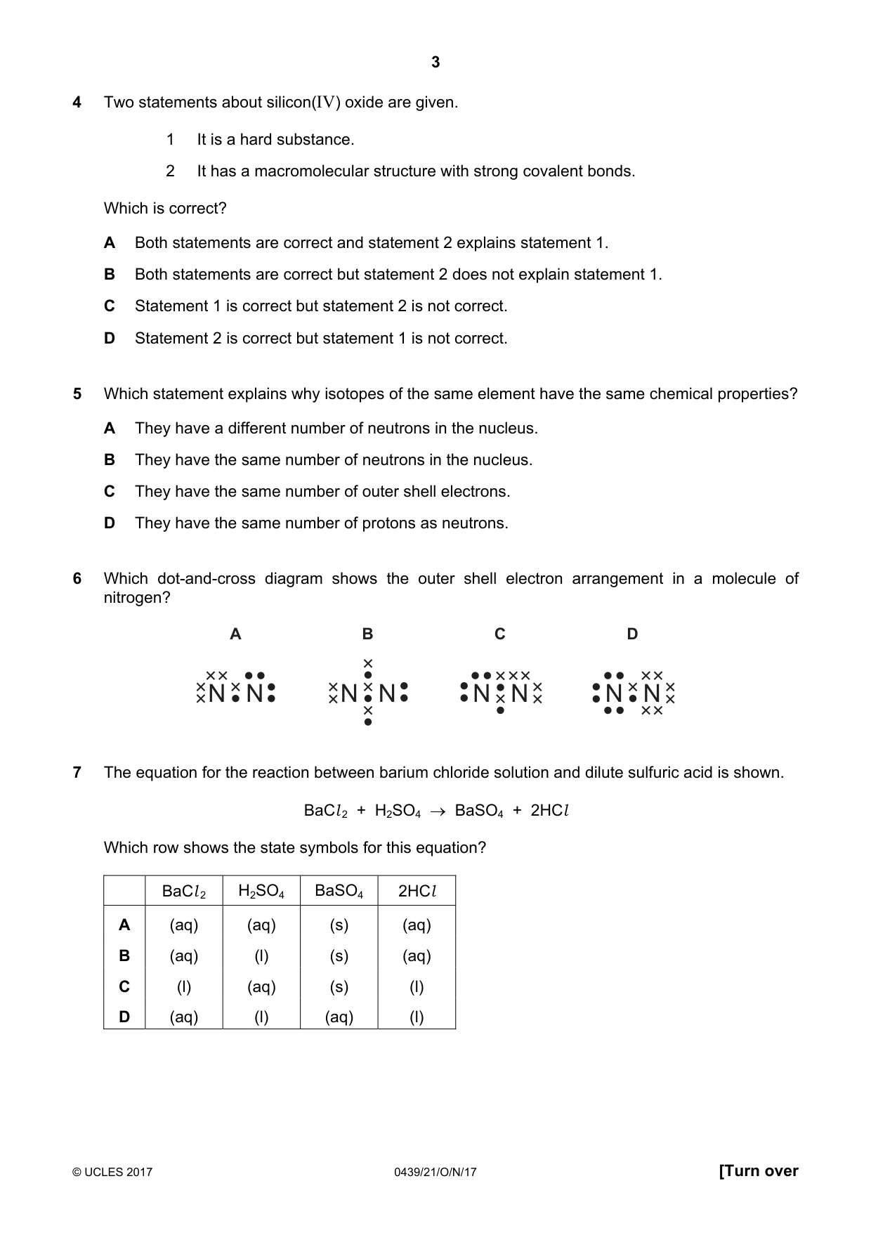 Cambridge IGCSE Chemistry (BES) 0439 2017 Oct/Nov Paper 2 · Variant 1 question paper, page 3 of 16