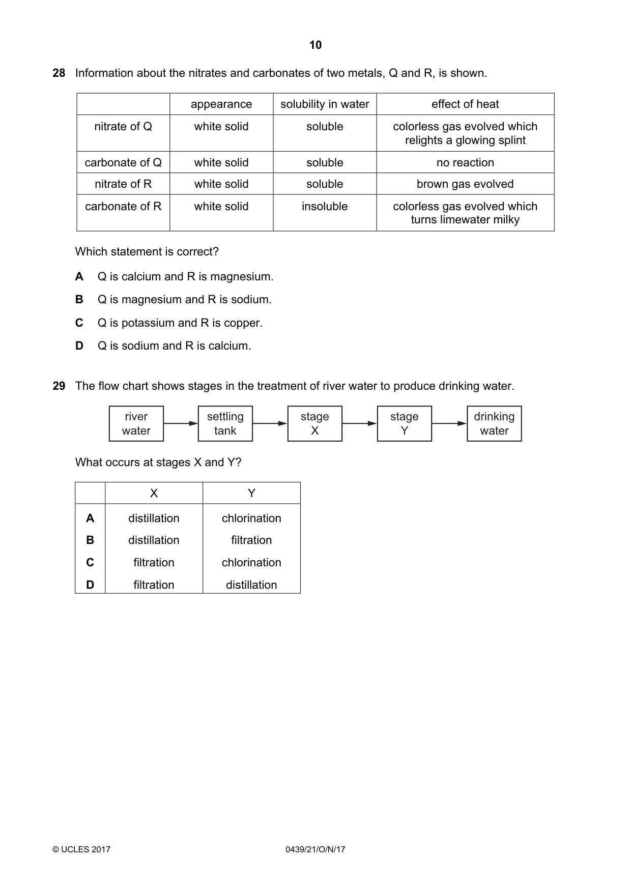 Cambridge IGCSE Chemistry (BES) 0439 2017 Oct/Nov Paper 2 · Variant 1 question paper, page 10 of 16