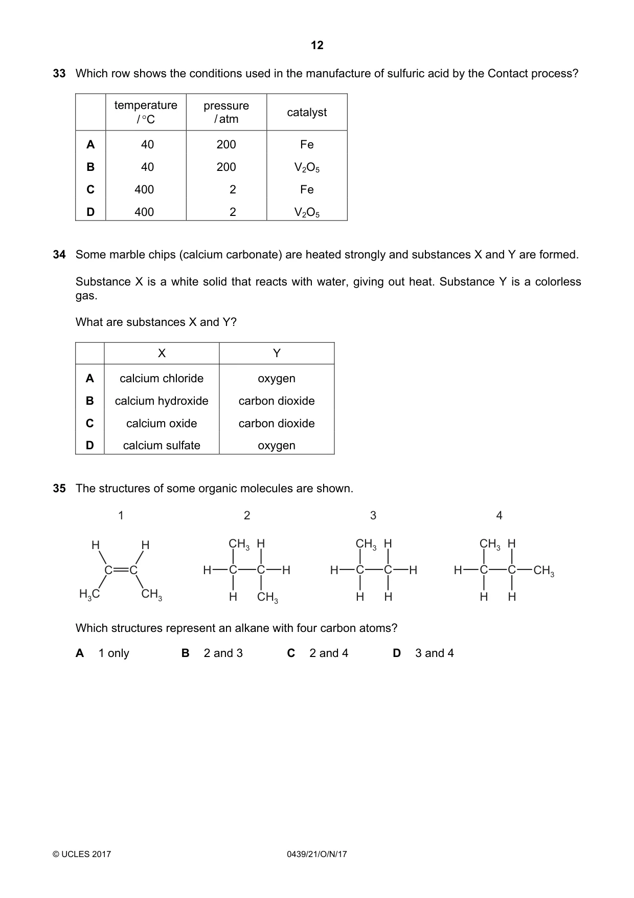 Cambridge IGCSE Chemistry (BES) 0439 2017 Oct/Nov Paper 2 · Variant 1 question paper, page 12 of 16