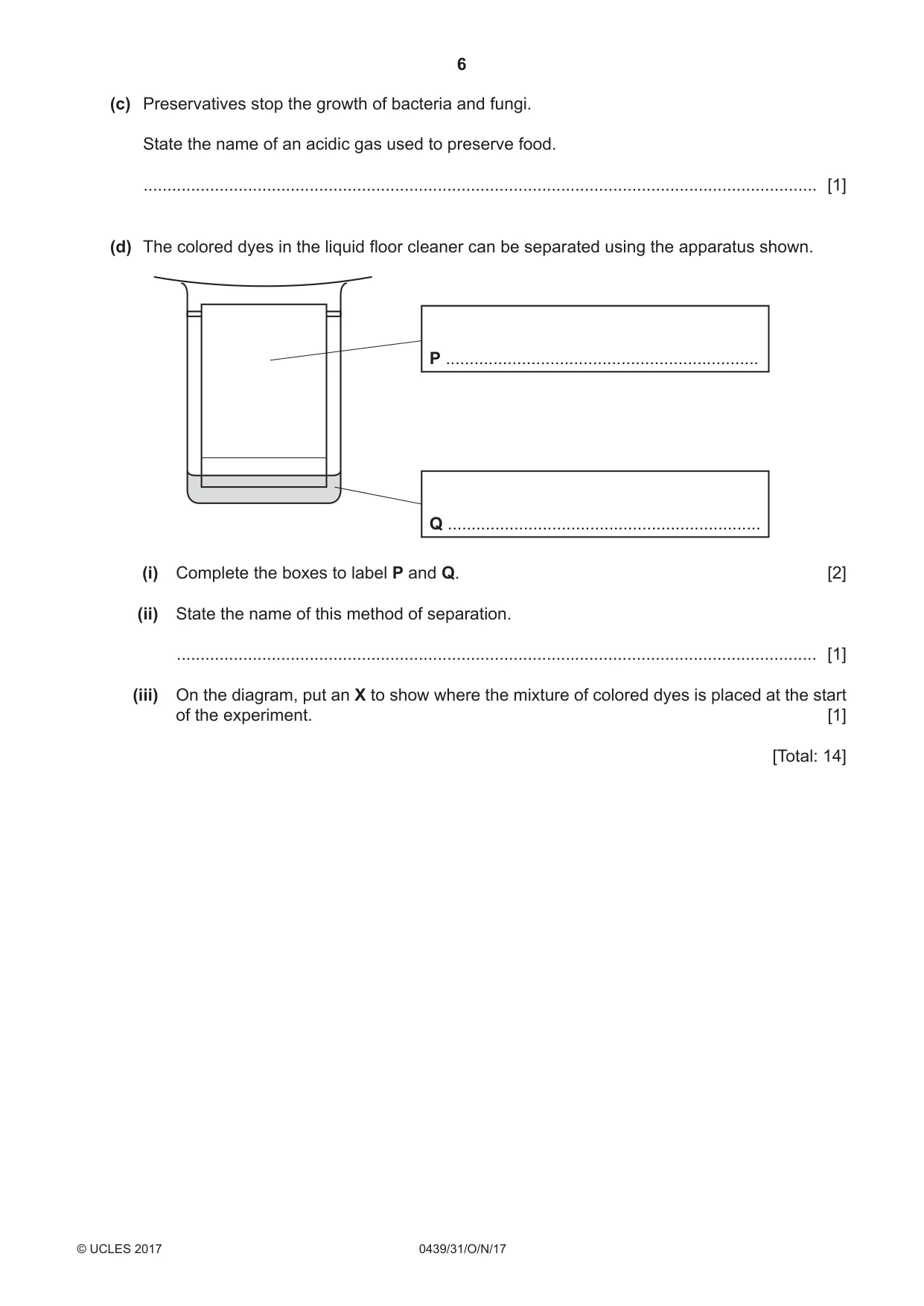 Cambridge IGCSE Chemistry (BES) 0439 2017 Oct/Nov Paper 3 · Variant 1 question paper, page 6 of 16