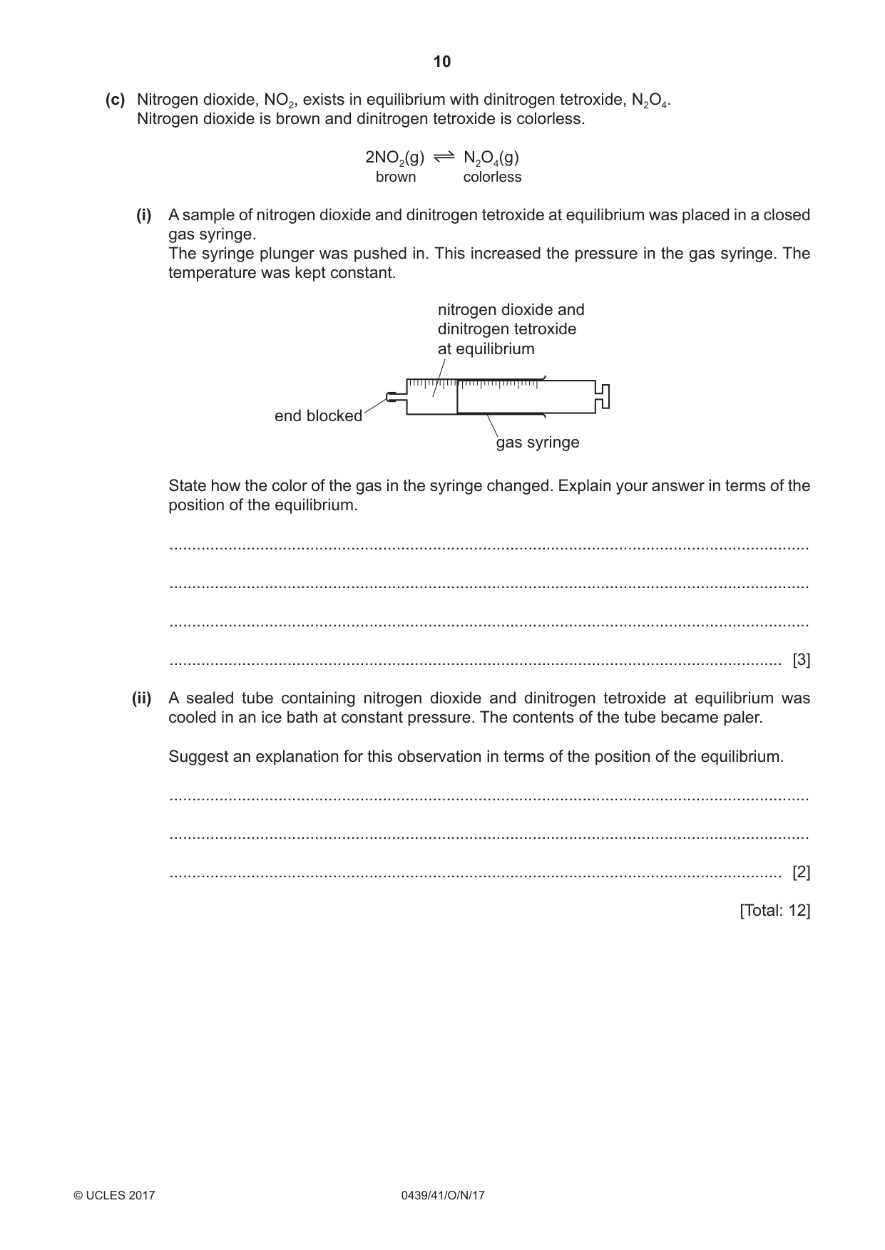 Cambridge IGCSE Chemistry (BES) 0439 2017 Oct/Nov Paper 4 · Variant 1 question paper, page 10 of 16