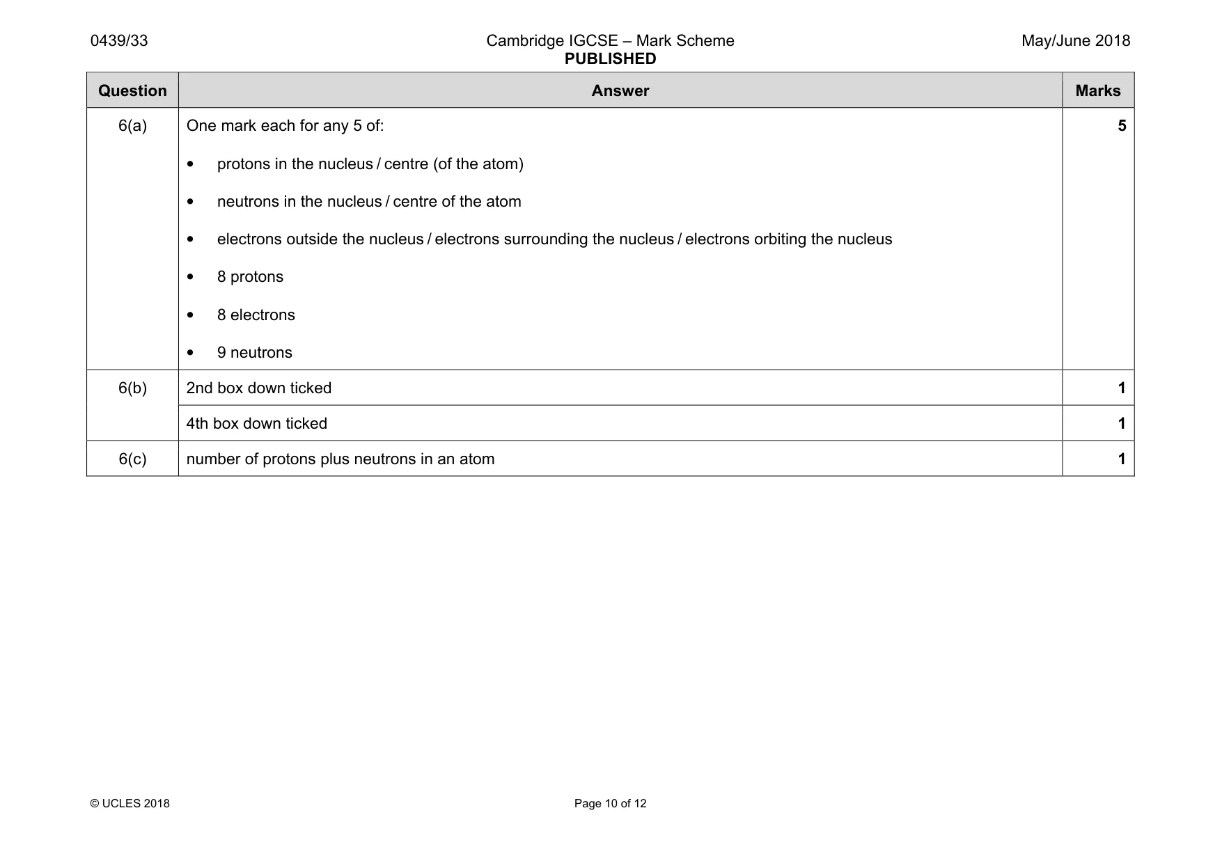 Mark scheme, page 10 of 12