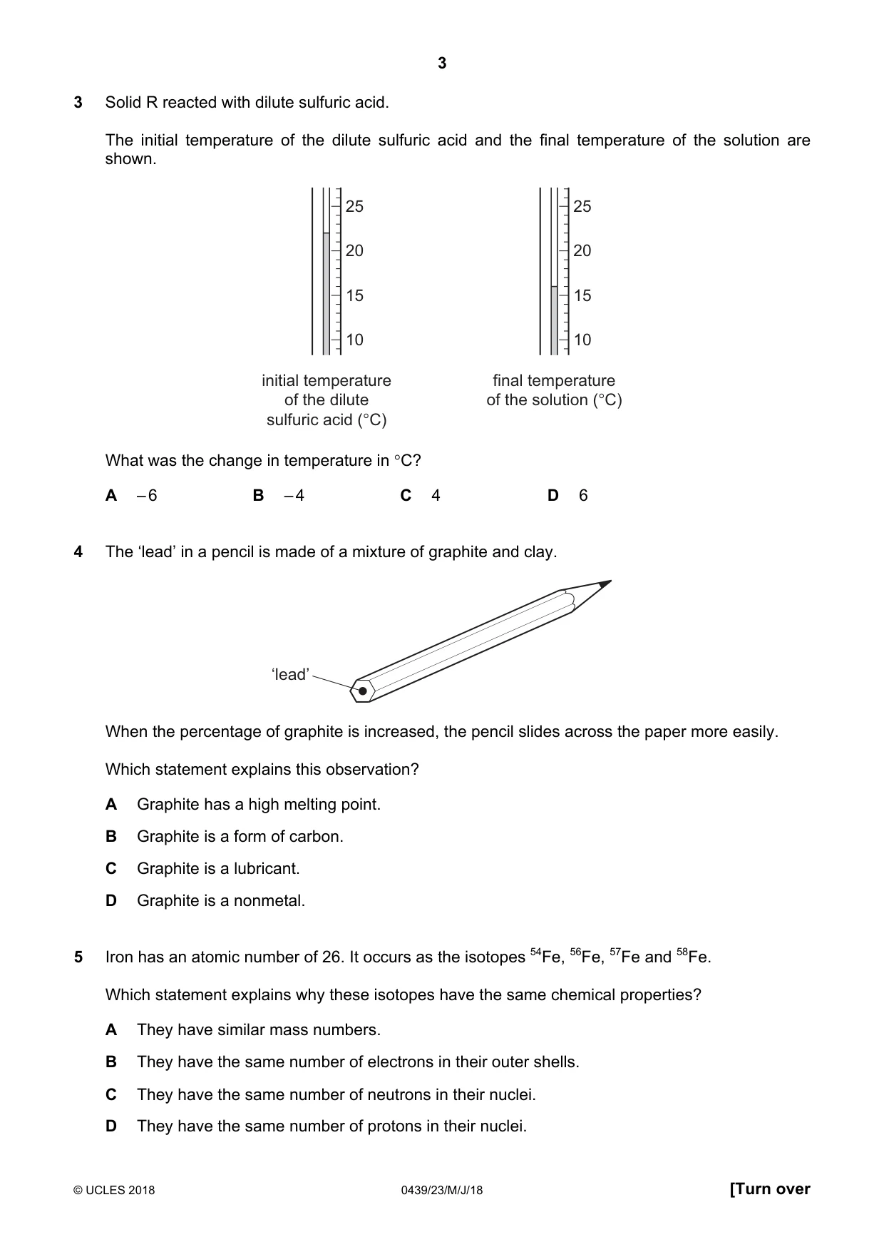 Cambridge IGCSE Chemistry (BES) 0439 2018 May/June Paper 2 · Variant 3 question paper, page 3 of 16