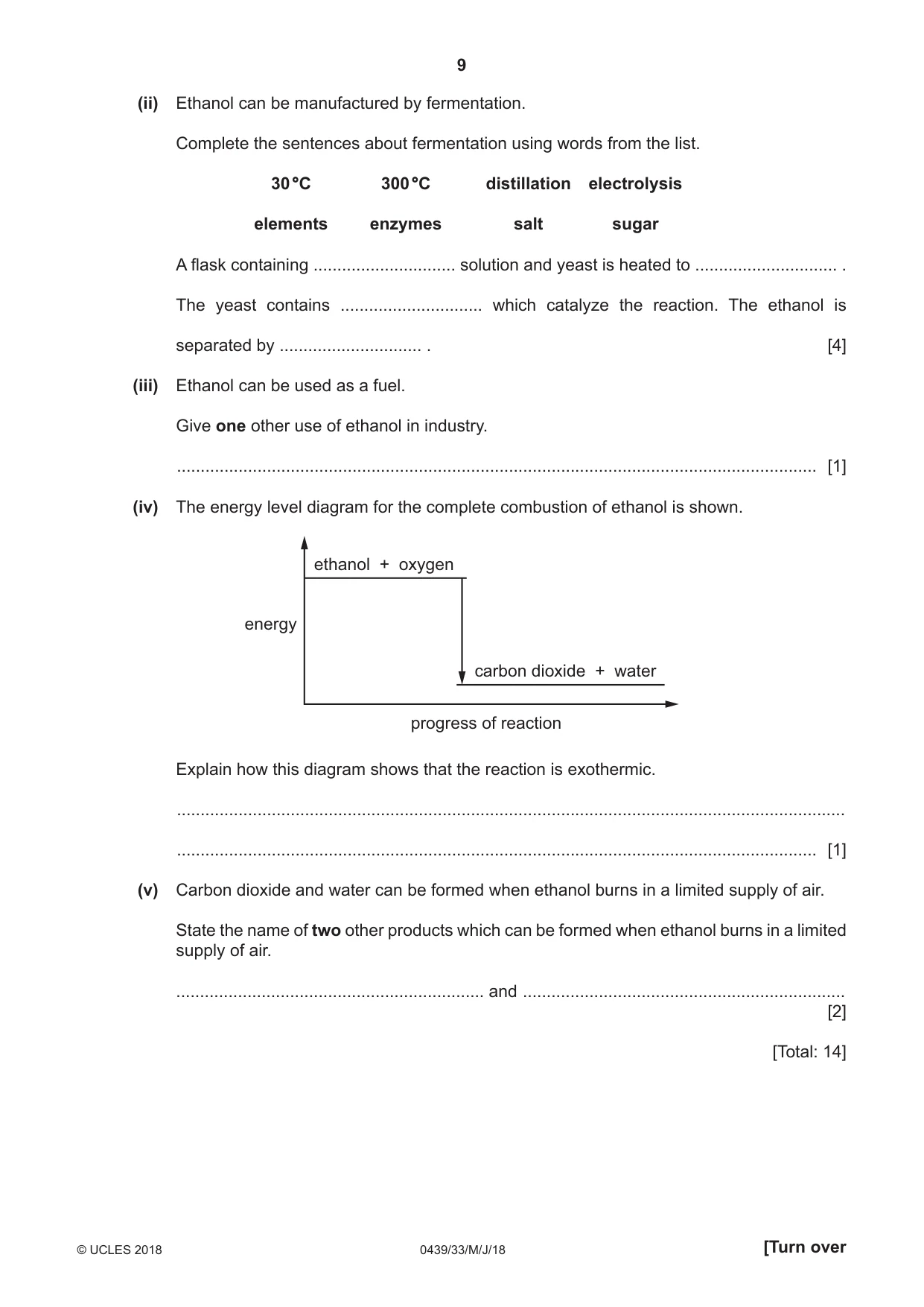 Cambridge IGCSE Chemistry (BES) 0439 2018 May/June Paper 3 · Variant 3 question paper, page 9 of 20