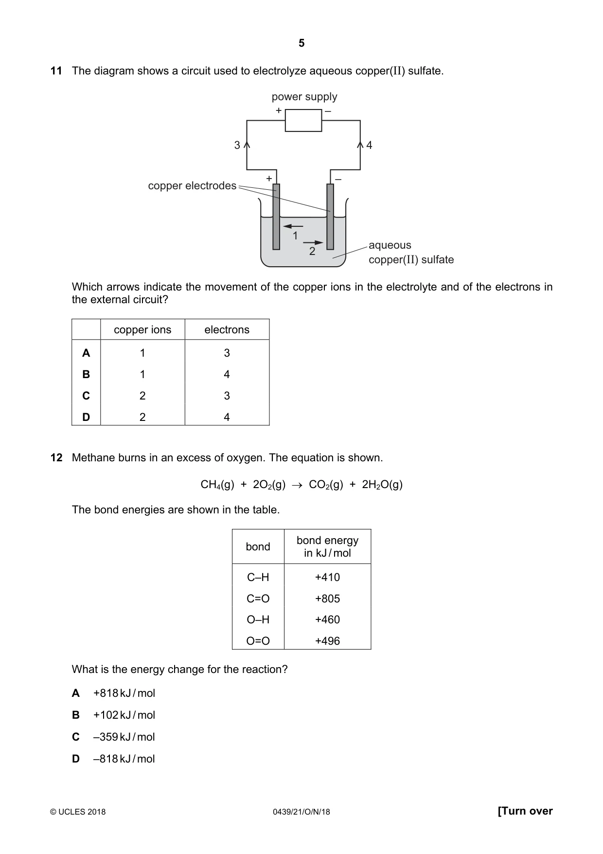Cambridge IGCSE Chemistry (BES) 0439 2018 Oct/Nov Paper 2 · Variant 1 question paper, page 5 of 16