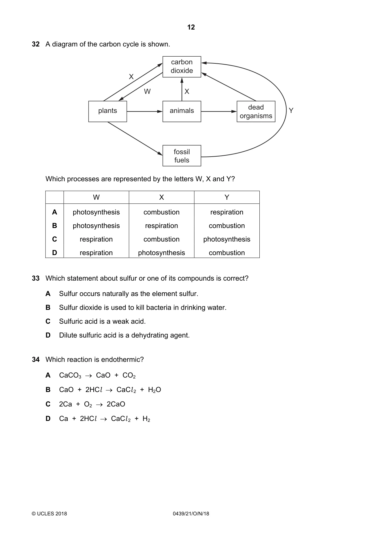 Cambridge IGCSE Chemistry (BES) 0439 2018 Oct/Nov Paper 2 · Variant 1 question paper, page 12 of 16
