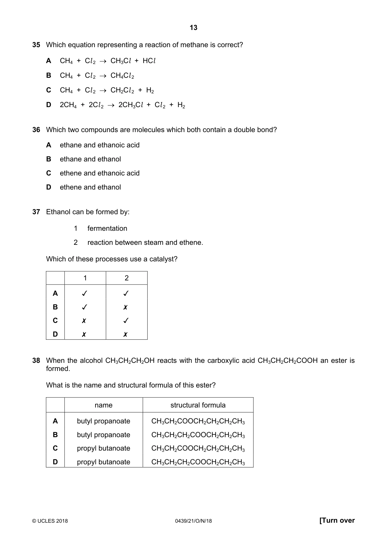 Cambridge IGCSE Chemistry (BES) 0439 2018 Oct/Nov Paper 2 · Variant 1 question paper, page 13 of 16