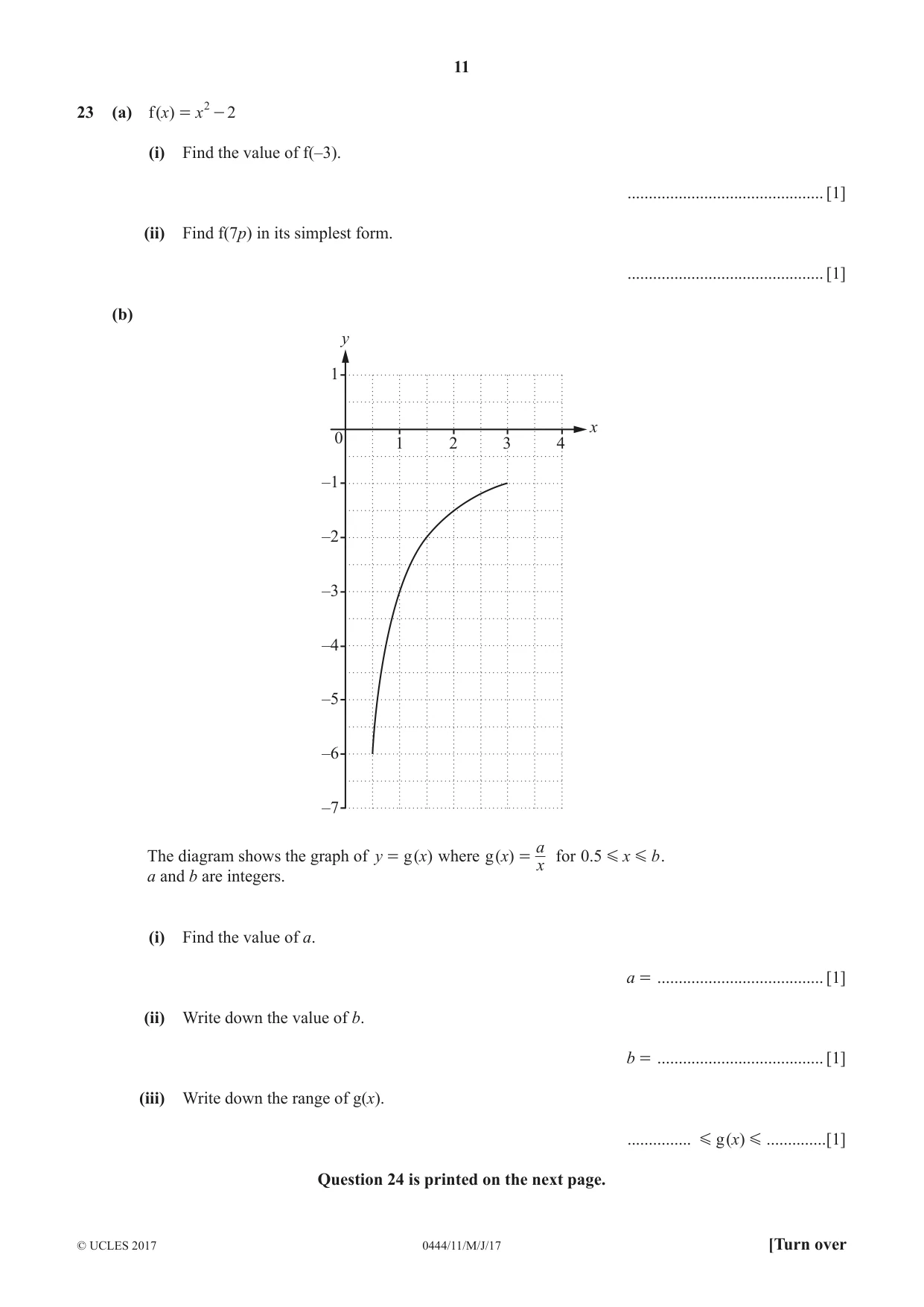Cambridge IGCSE Mathematics (US) 0444 2017 May/June Paper 1 · Variant 1 question paper, page 11 of 12