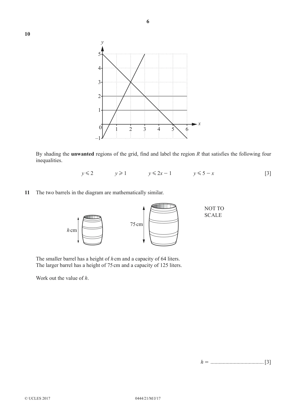 Cambridge IGCSE Mathematics (US) 0444 2017 May/June Paper 2 · Variant 1 question paper, page 6 of 16