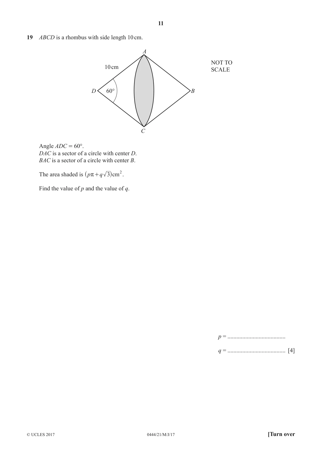 Cambridge IGCSE Mathematics (US) 0444 2017 May/June Paper 2 · Variant 1 question paper, page 11 of 16