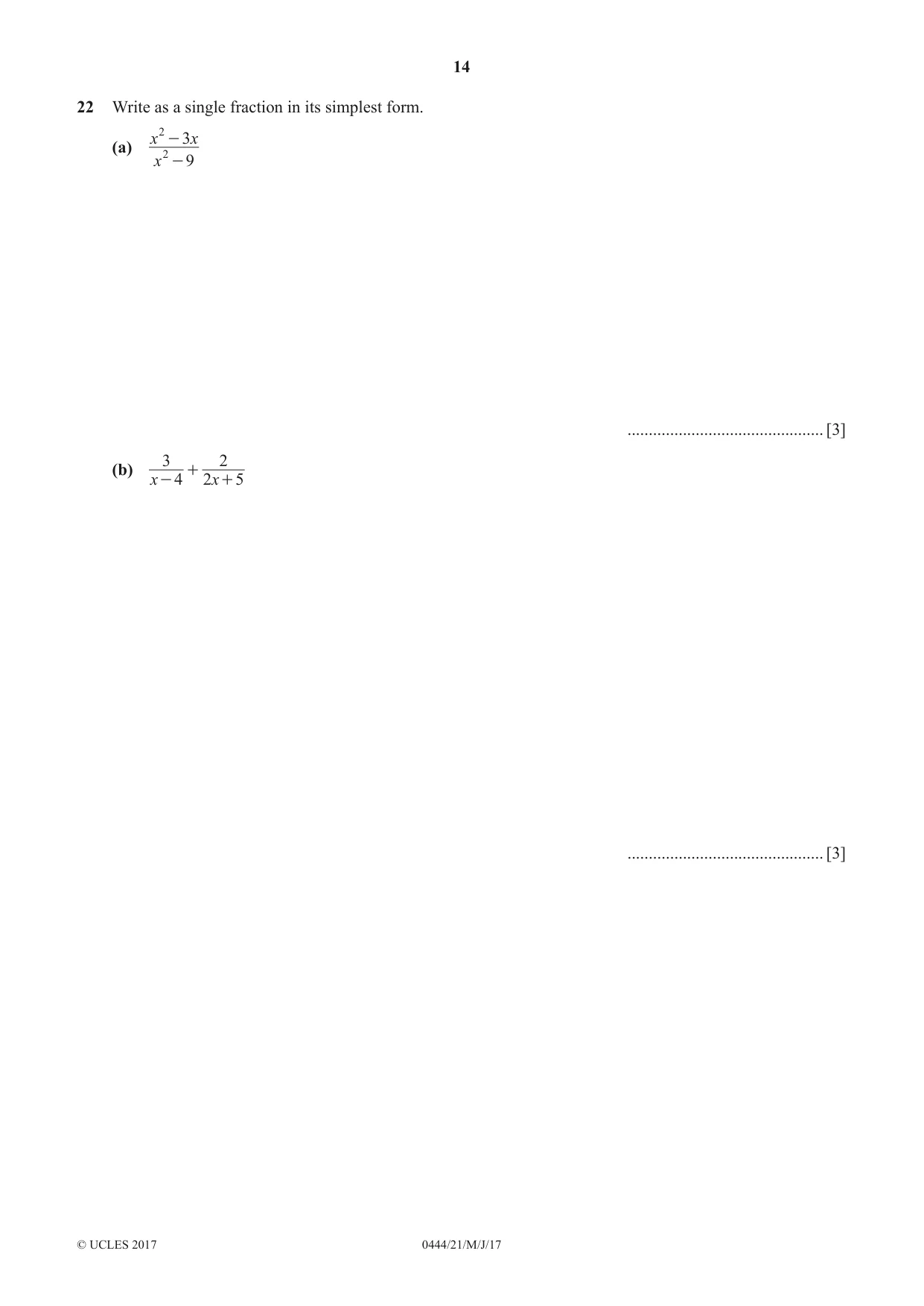 Cambridge IGCSE Mathematics (US) 0444 2017 May/June Paper 2 · Variant 1 question paper, page 14 of 16