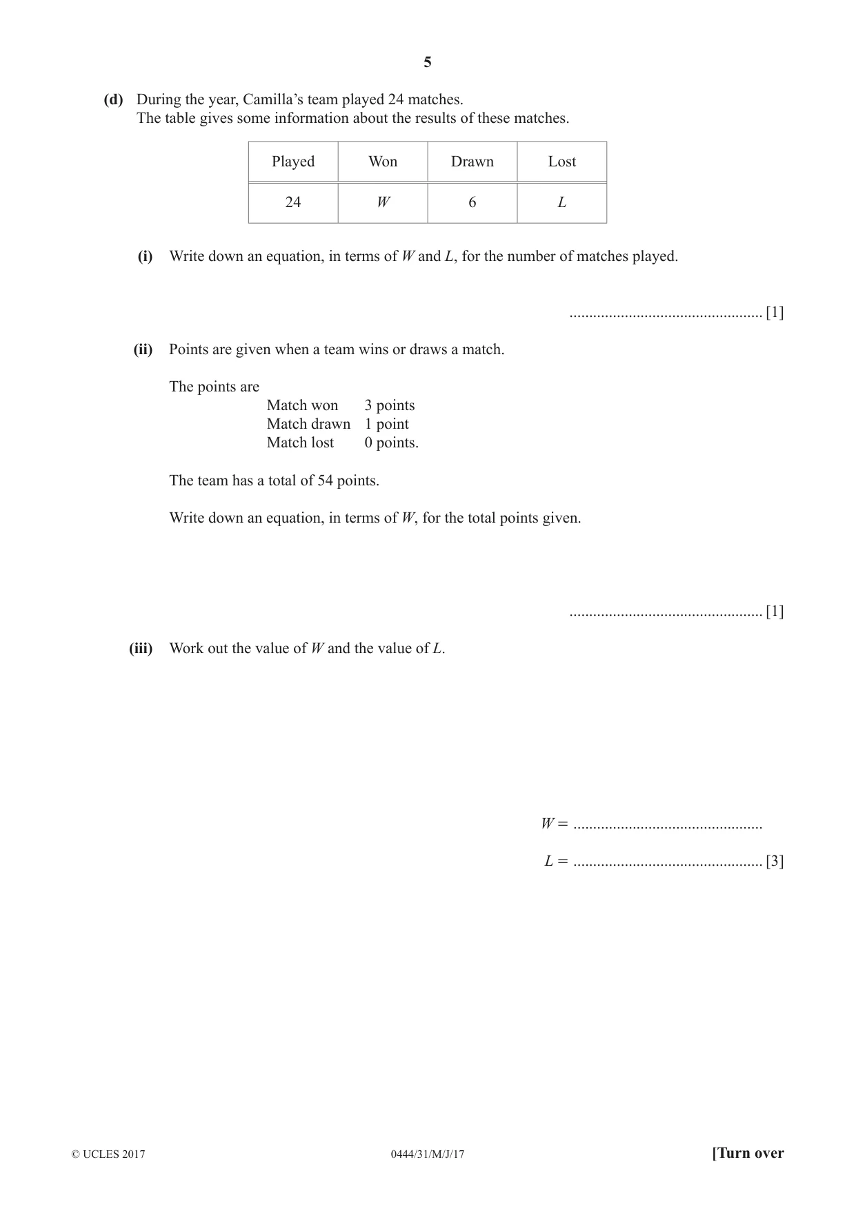 Cambridge IGCSE Mathematics (US) 0444 2017 May/June Paper 3 · Variant 1 question paper, page 5 of 20