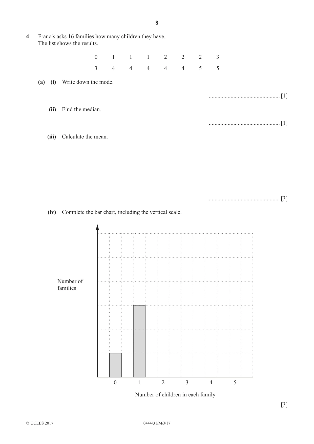 Cambridge IGCSE Mathematics (US) 0444 2017 May/June Paper 3 · Variant 1 question paper, page 8 of 20